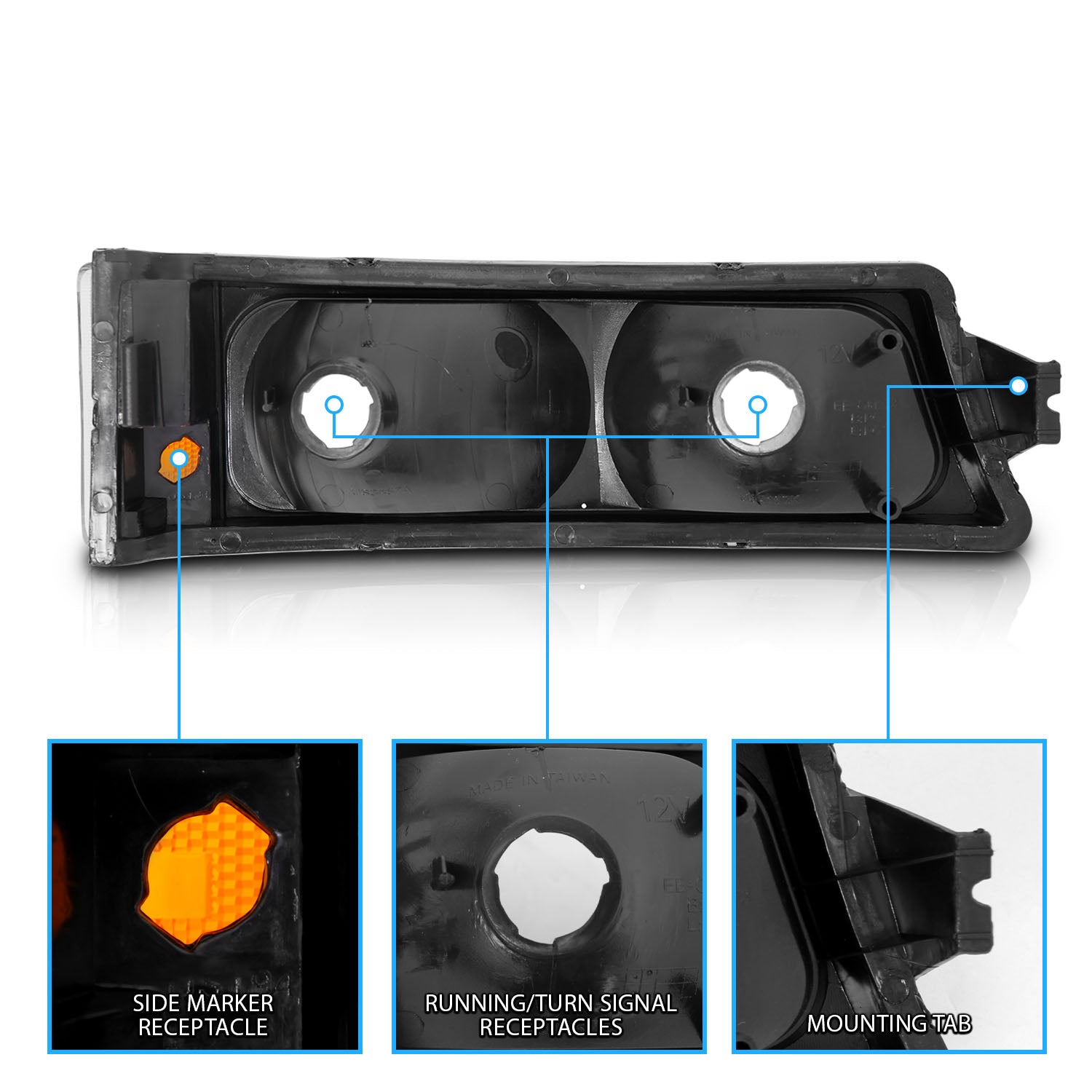 CHEVY SILVERADO 03-06 SIGNAL LIGHTS CRYSTAL BLACK AMBER