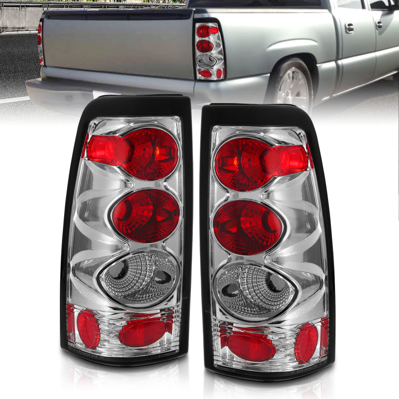 CHEVY SILVERADO 99-02 TAIL LIGHTS CHROME