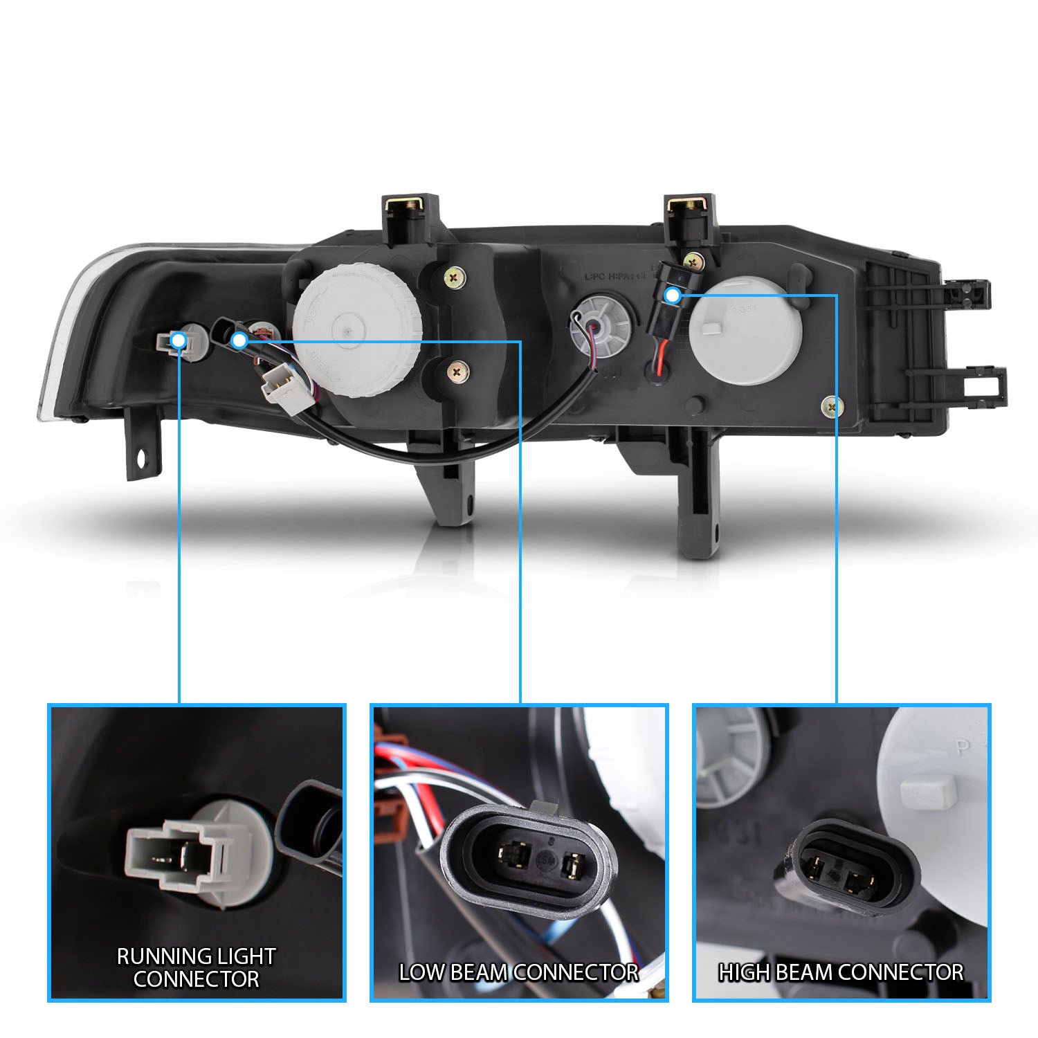 HONDA ACCORD 90-93 PROJECTOR HEADLIGHTS BLACK CLEAR AMBER