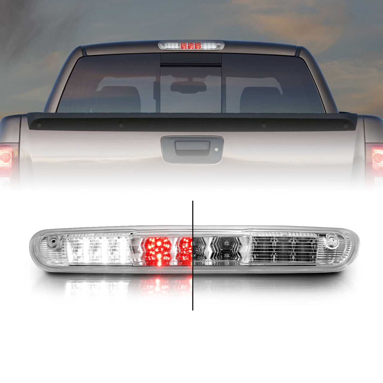 CHEVY SILVERADO/GMC SIERRA 07-12 LED 3RD BRAKE LIGHT ALL CHROME