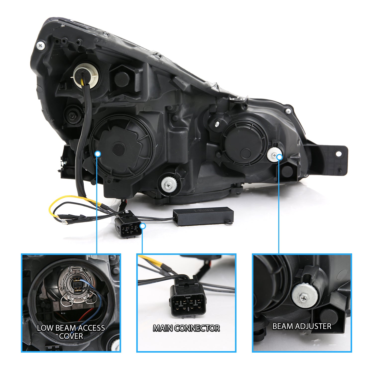 SUBARU OUTBACK 10-12 U-BAR STYLE PROJECTOR HEADLIGHTS BLACK AMBER