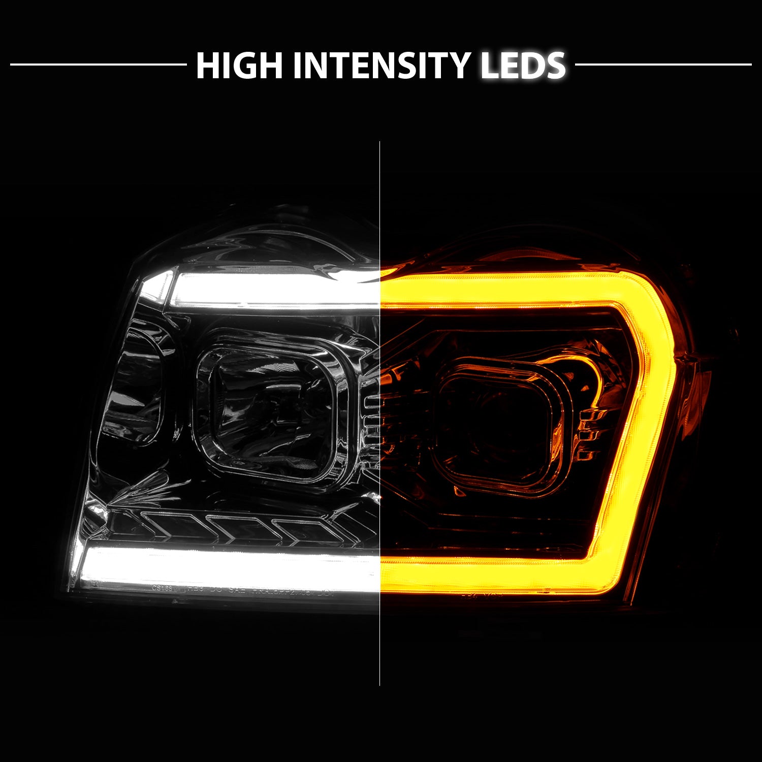 JEEP GRAND CHEROKEE 05-07 PROJECTOR SWITCHBACK HEADLIGHTS CHROME AMBER