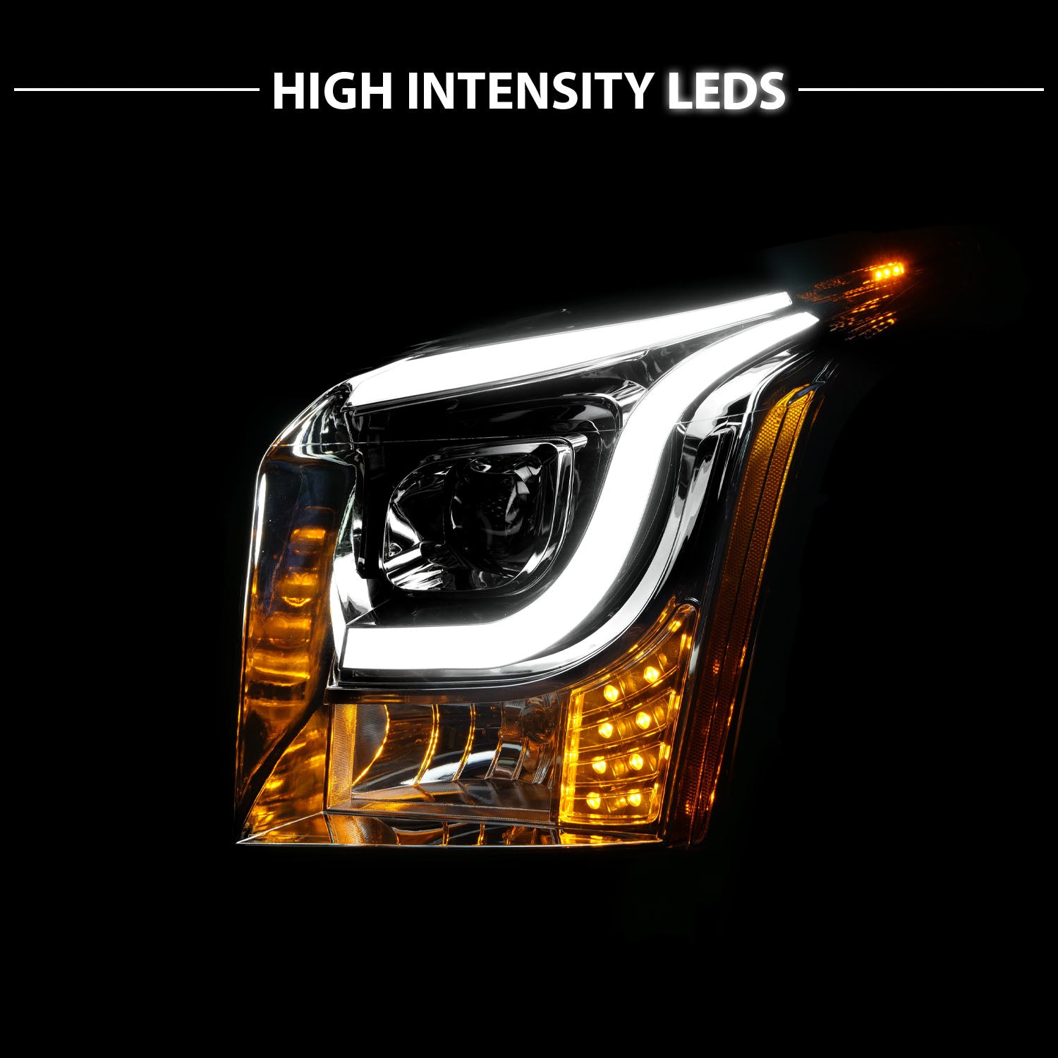 GMC YUKON/YUKON XL 15-19 PROJECTOR LIGHT BAR STYLE HEADLIGHTS CHROME CLEAR AMBER