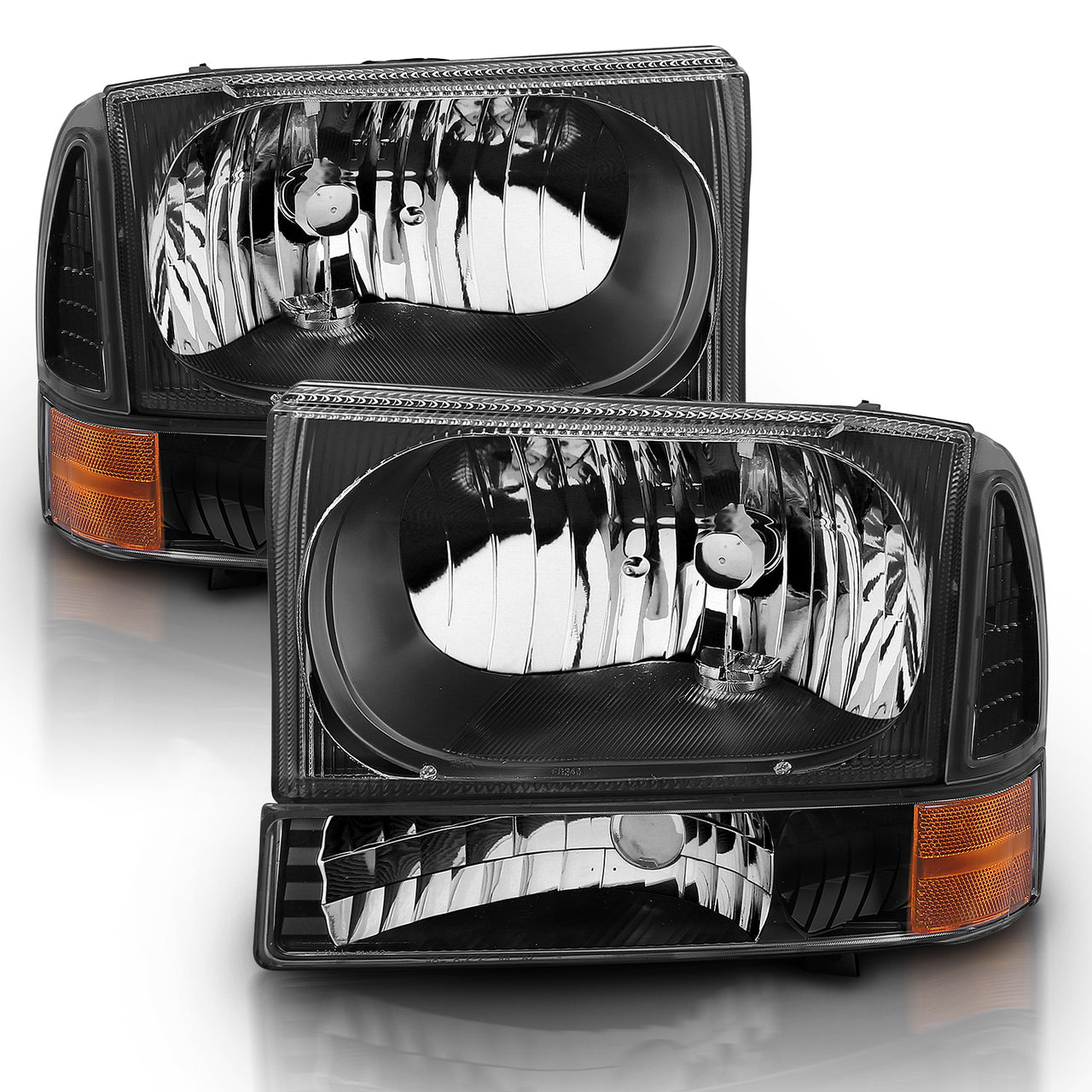 FORD EXCURSION 00-04/SUPER DUTY 99-04 HEADLIGHTS W/ CORNER LIGHTS BLACK AMBER