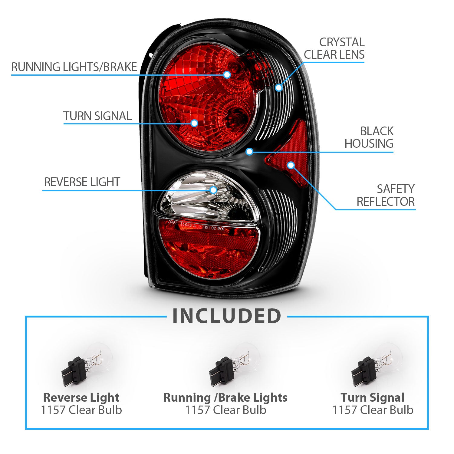 JEEP LIBERTY 02-05 TAIL LIGHTS BLACK