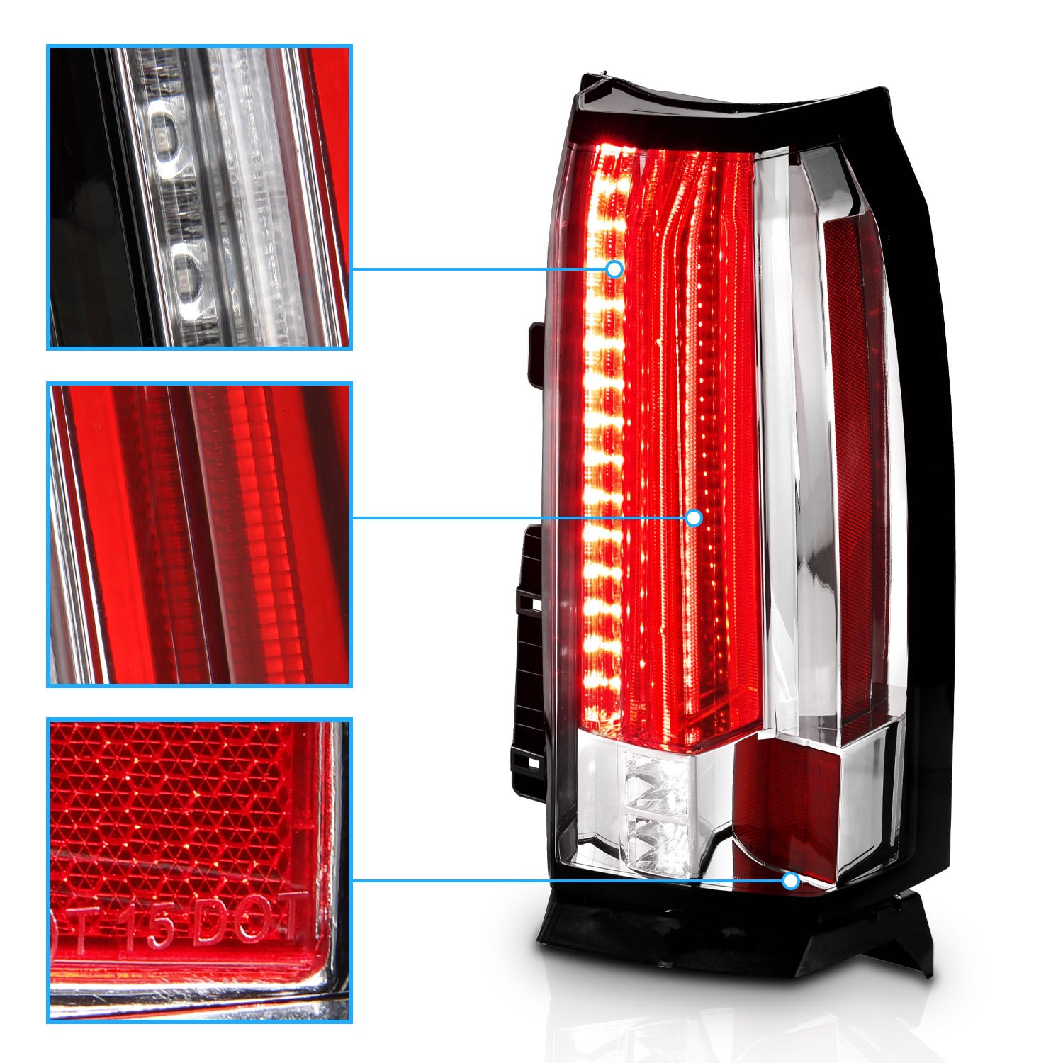 CHEVY TAHOE/SUBURBAN 15-17 LED TAIL LIGHTS ALL CHROME