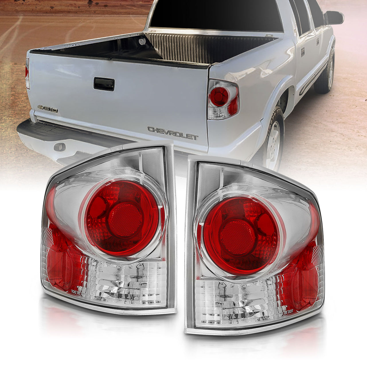 CHEVY S-10/GMC SONOMA 94-04 TAIL LIGHTS 3D STYLE CHROME