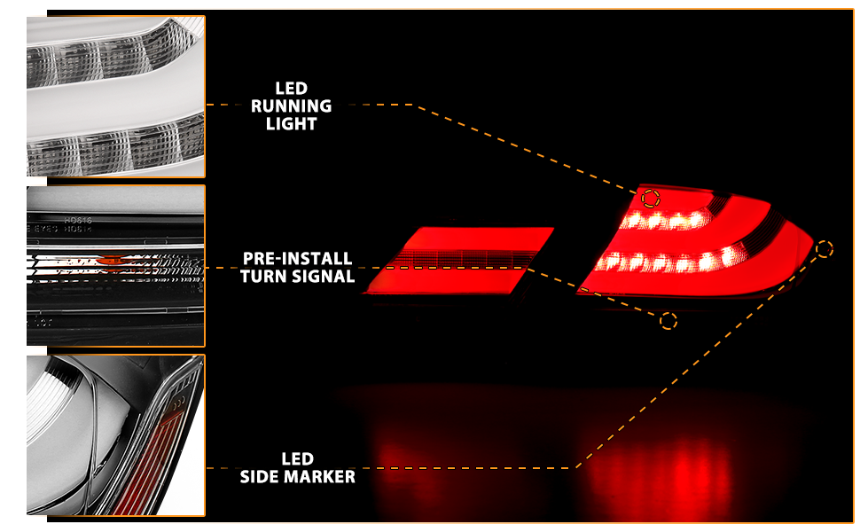 HONDA CIVIC 13-UP 4DR LED TAIL LIGHTS BLACK (4 PCS)