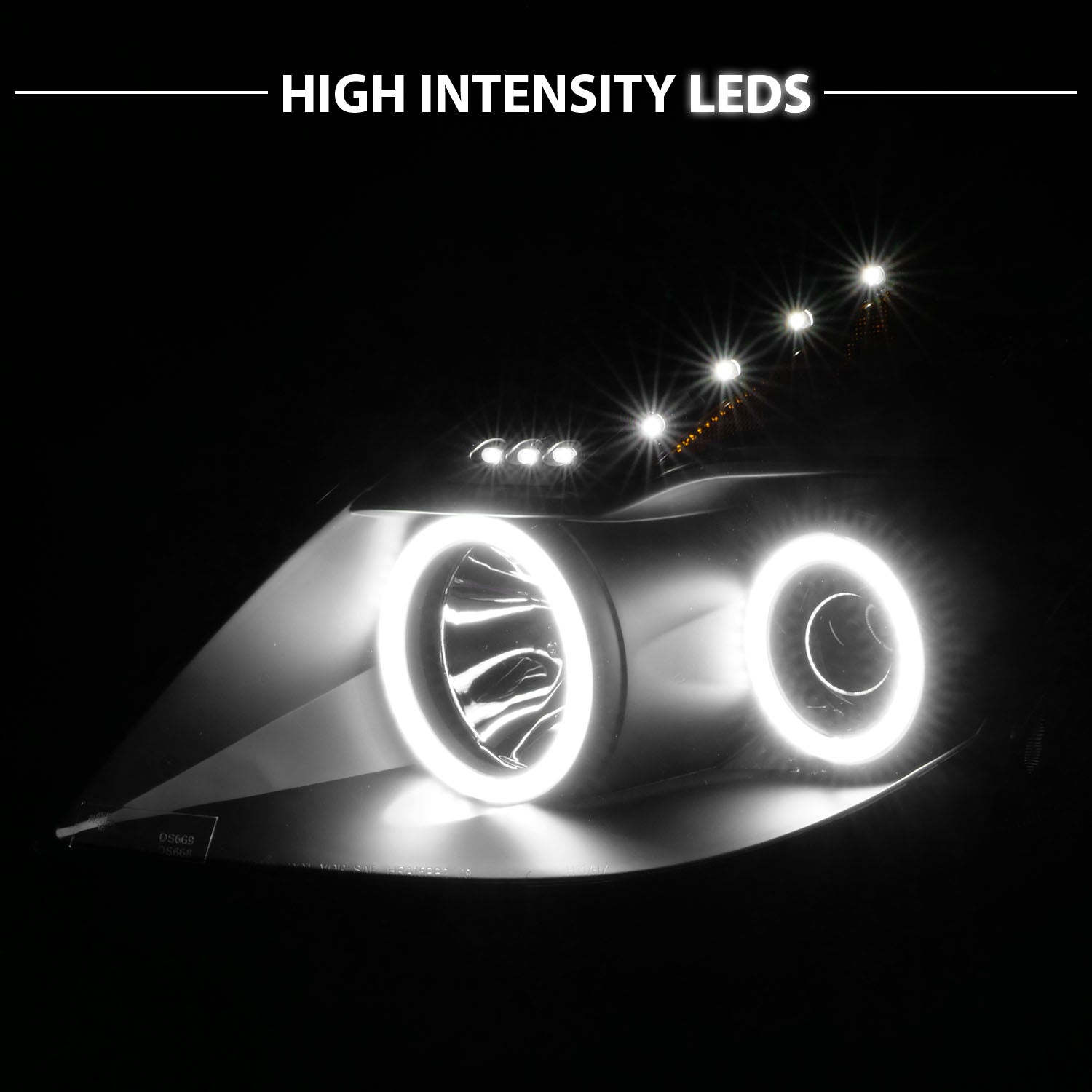 NISSAN ALTIMA 08-09 PROJECTOR 2D HEADLIGHTS BLACK CLEAR AMBER (RX HALO)
