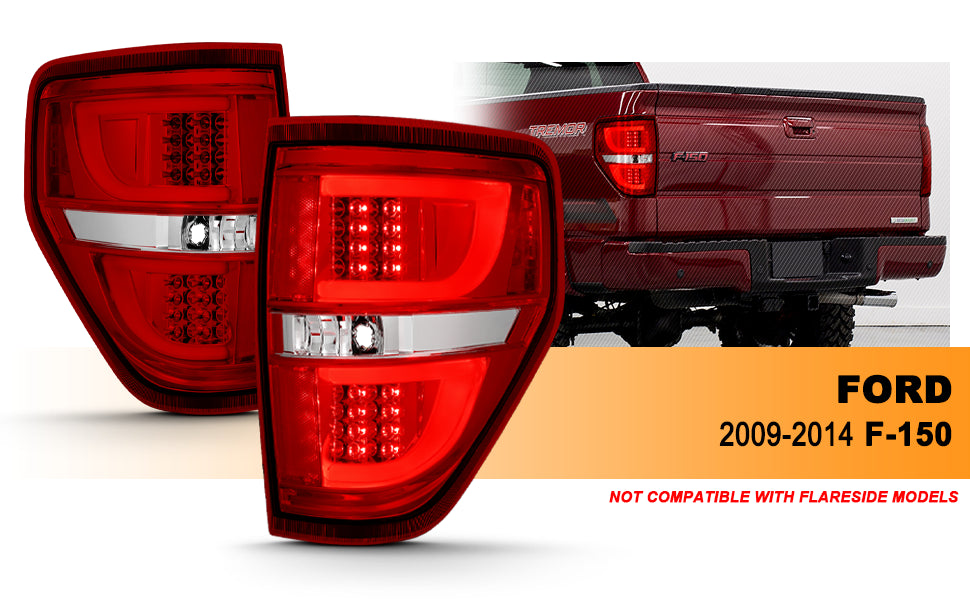 FORD F-150 09-13 LED TAIL LIGHTS G2 RED/CLEAR