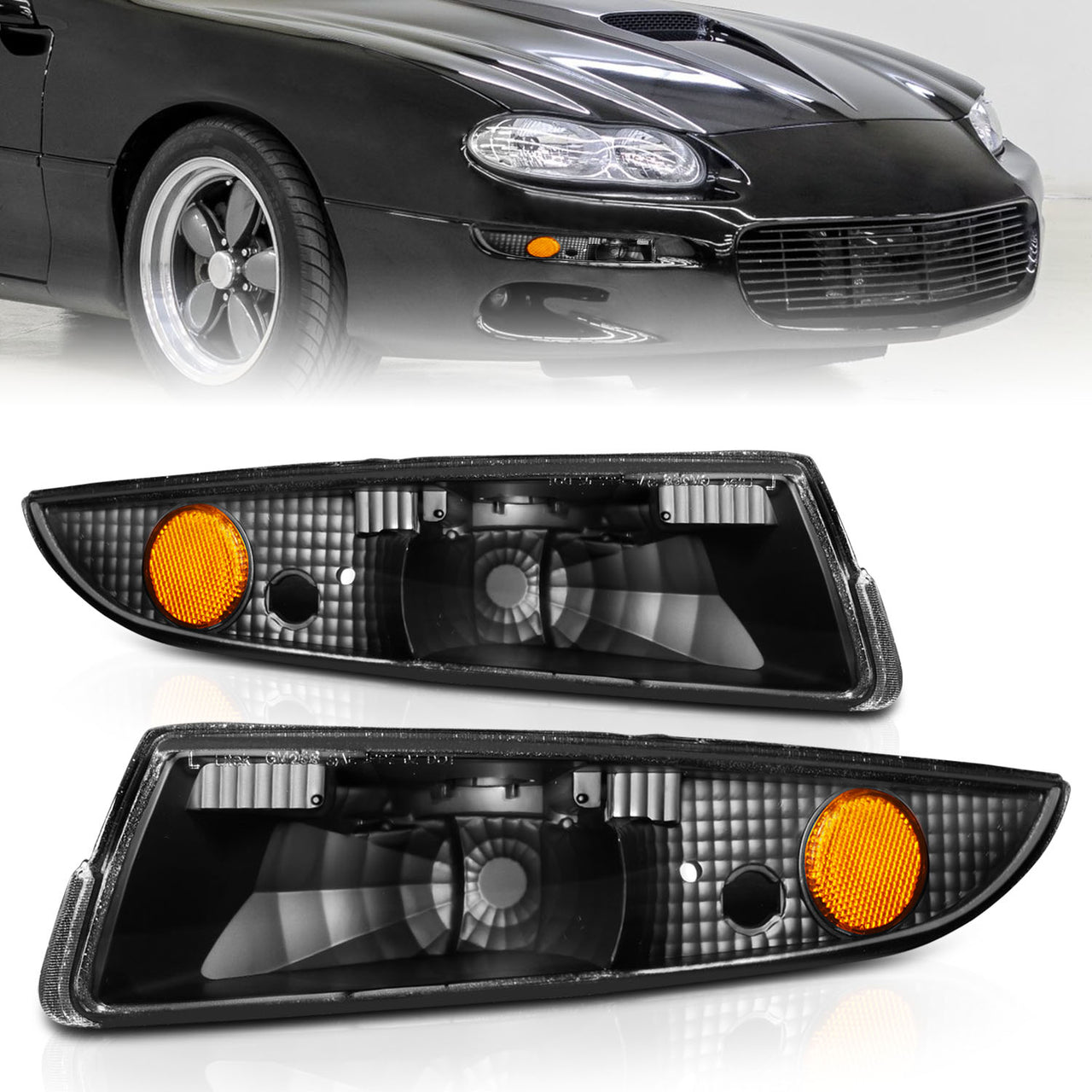 CHEVY CAMARO 93-02 BUMPER LIGHTS (PARKING/SIGNAL/MARKER LIGHTS) EURO BLACK AMBER