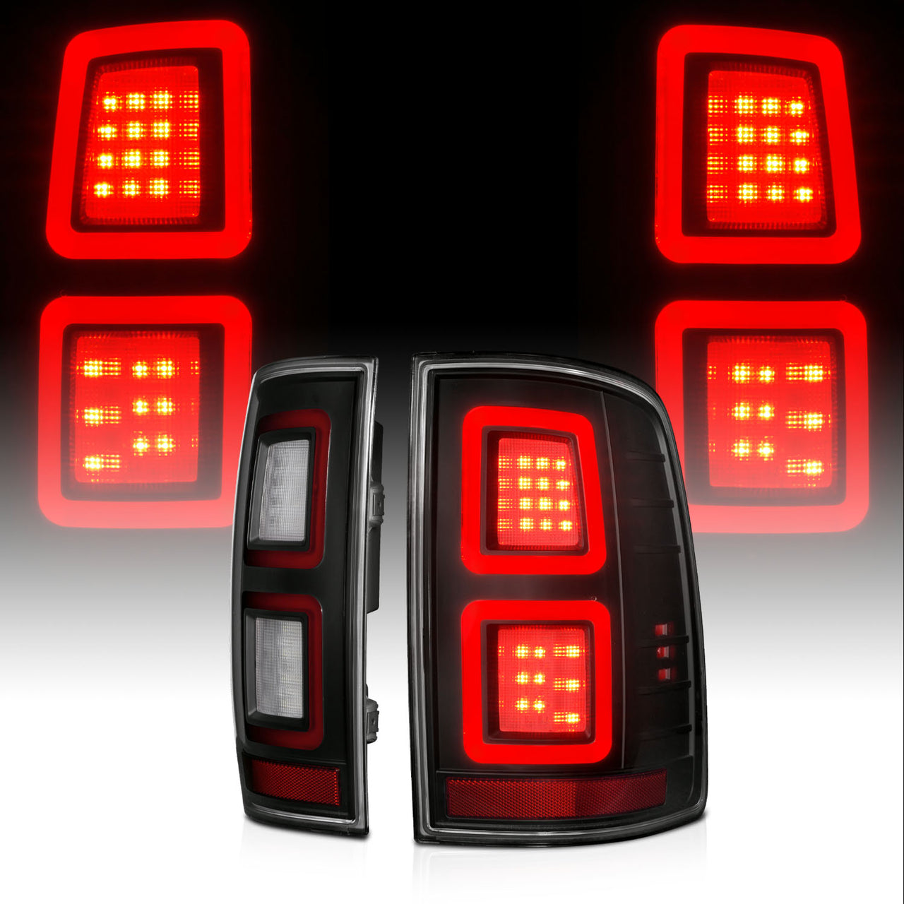 DODGE RAM 09-17 LED TAIL LIGHTS ALL SMOKE (FOR BULB VERSION ONLY)