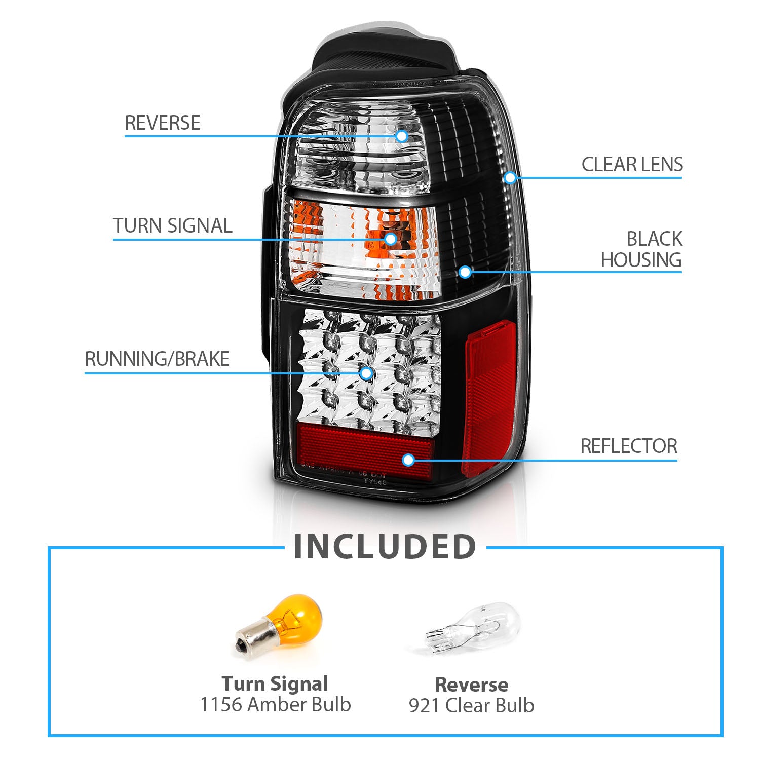 TOYOTA 4 RUNNER 01-02 LED TAIL LIGHTS JDM BLACK
