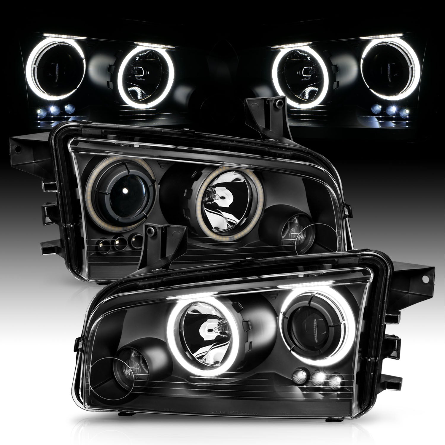 DODGE CHARGER 06-08 PROJECTOR H.L HALO BLACK CLEAR(SUPER WHITE)