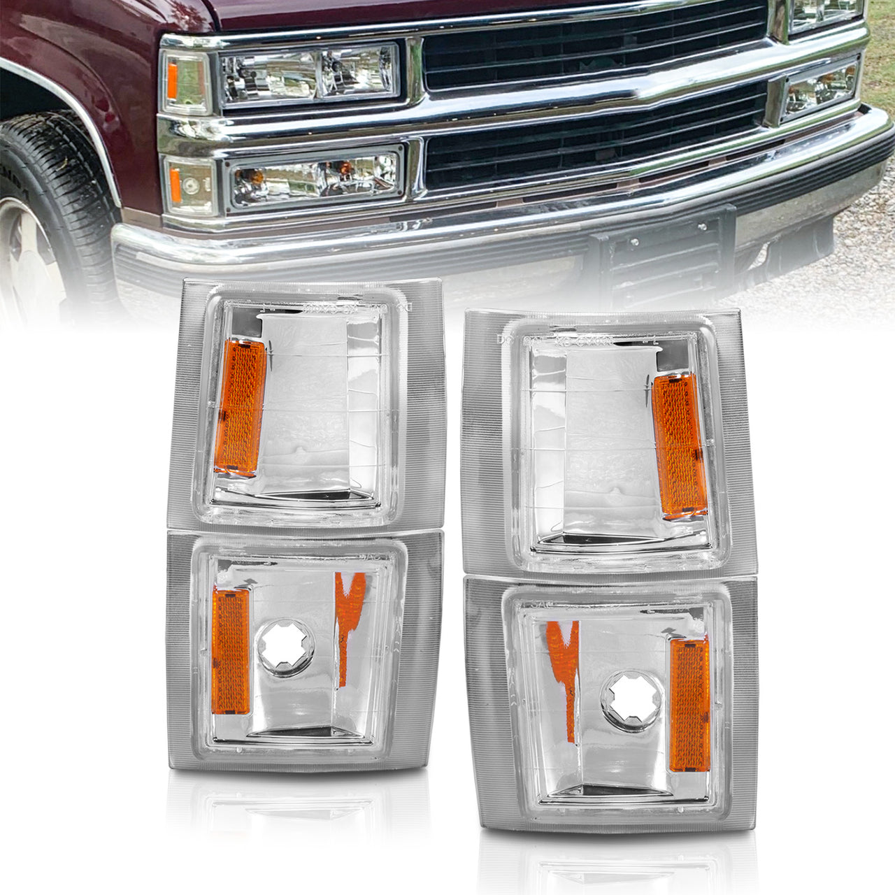 CHEVY FULL SIZE 94-98 CORNER LIGHTS CLEAR 4 PCS AMBER