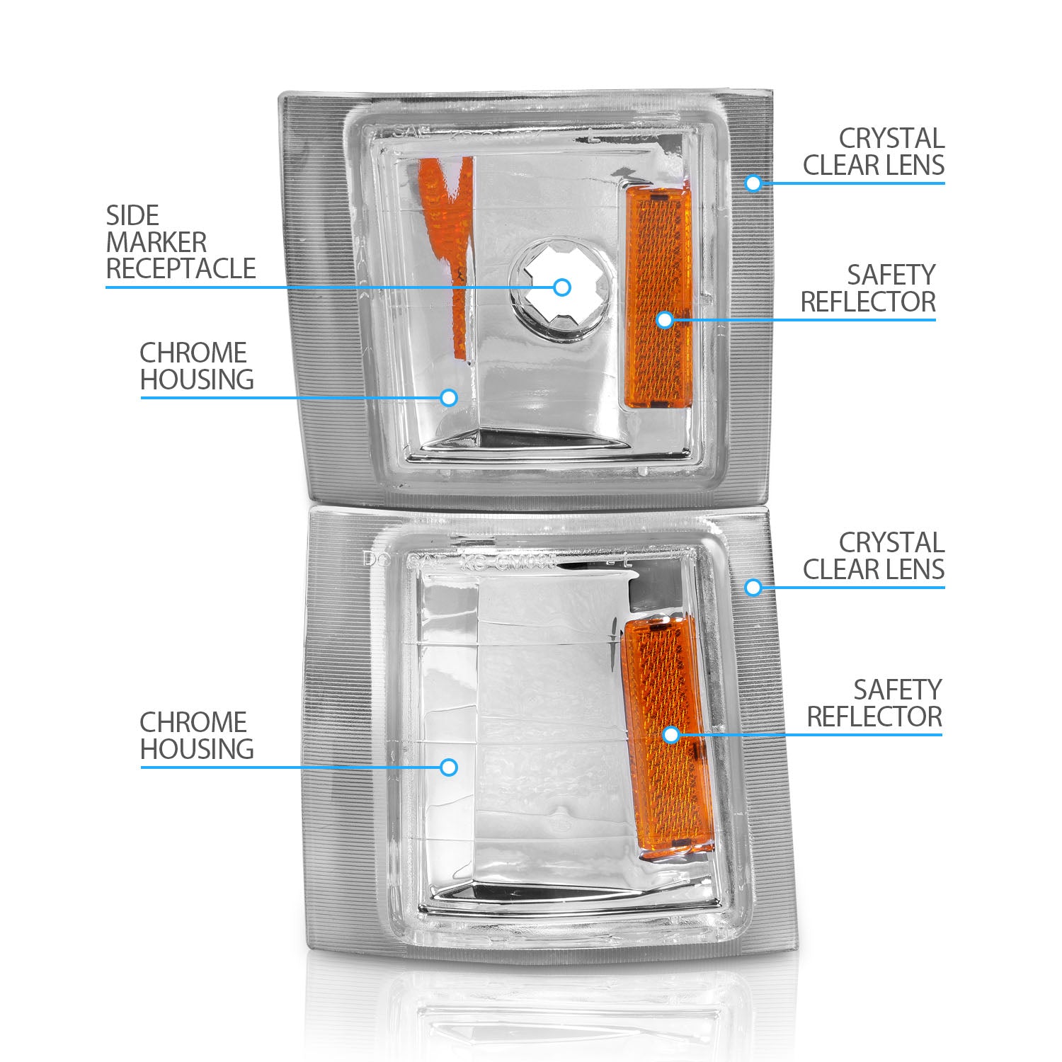 CHEVY FULL SIZE 94-98 CORNER LIGHTS CLEAR 4 PCS AMBER