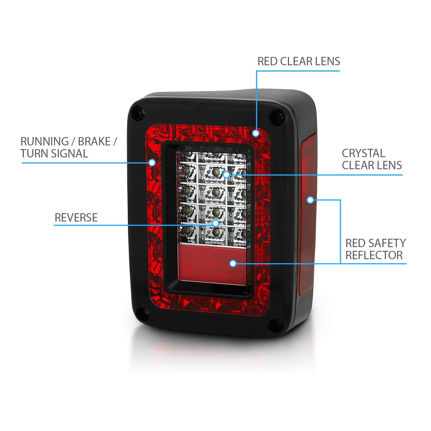 JEEP WRANGLER 07-10 LED TAIL LIGHTS G2  RED/CLEAR