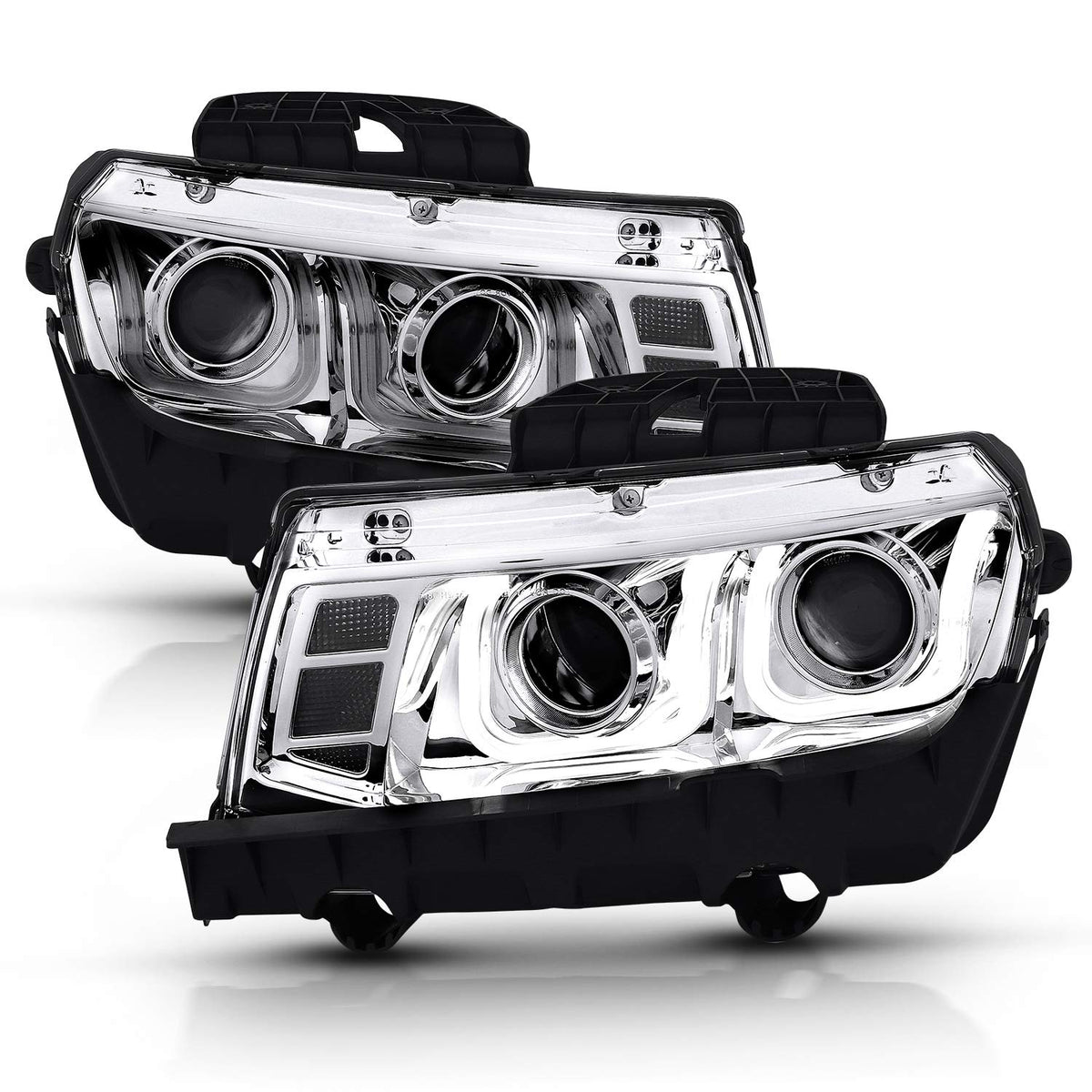 CHEVY CAMARO 14-15 PROJECTOR HEADLIGHTS U-BAR STYLE CHROME CLEAR