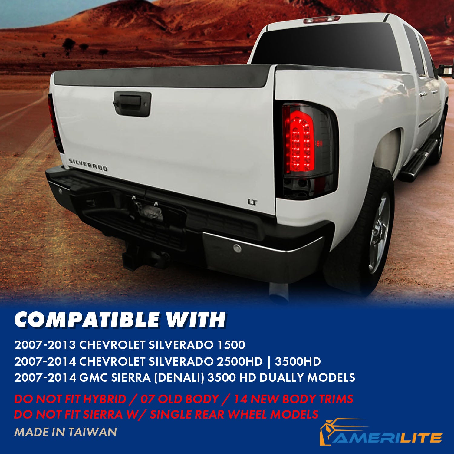 CHEVY SILVERADO 1500/2500/3500 07-10/HYBRID 09/GMC SIERRA 07-09 LED TAIL LIGHTS G2 SMOKE