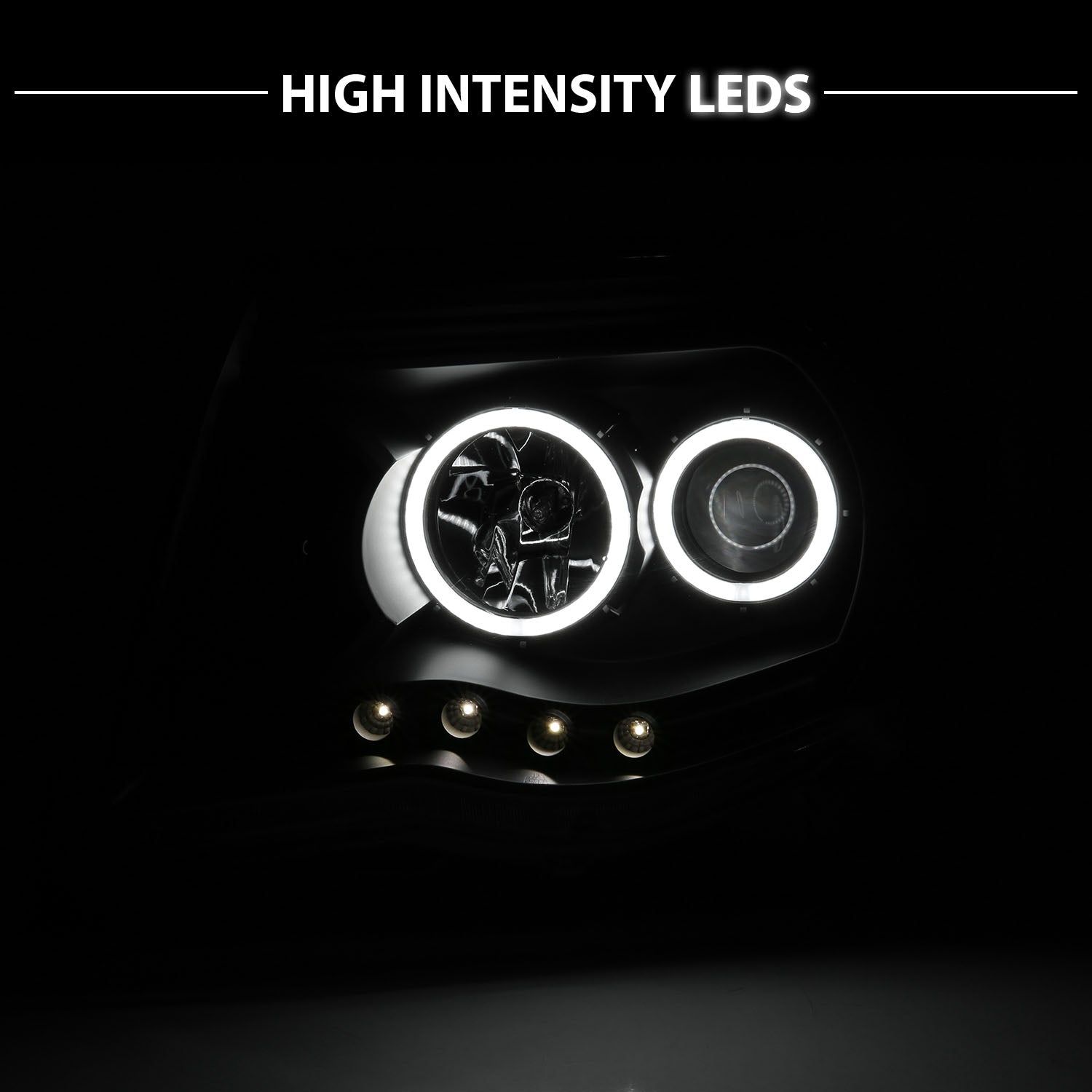 TOYOTA TACOMA 05-11 PROJECTOR HEADLIGHTS W/O CCFL BAR BLACK AMBER (RX HALO)
