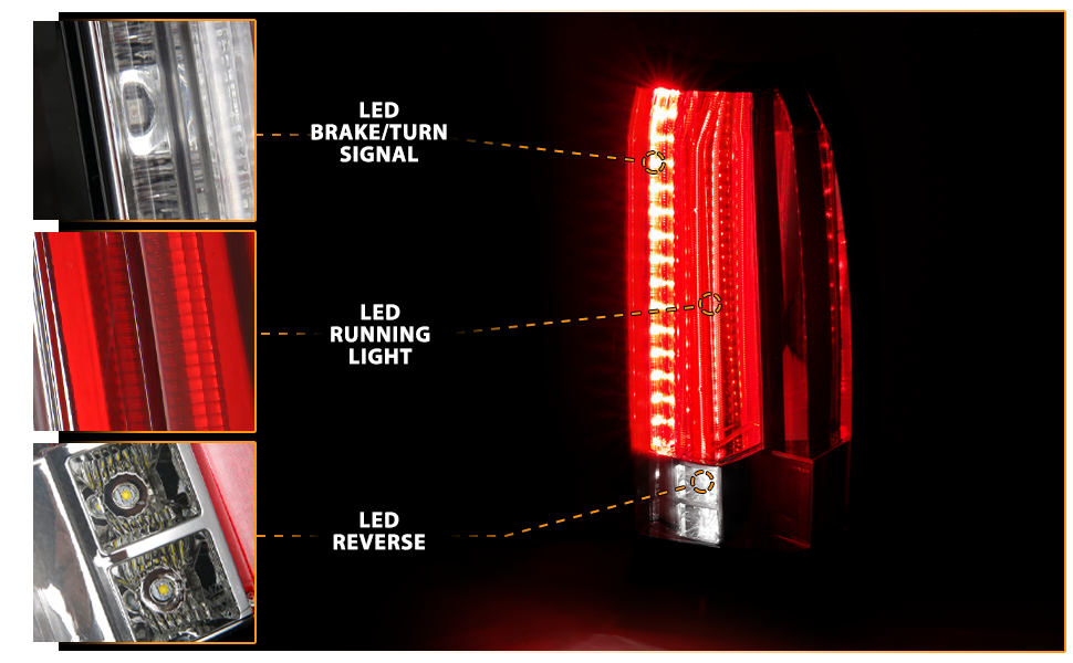 CHEVY TAHOE/SUBURBAN 15-17 LED TAIL LIGHTS ALL CHROME