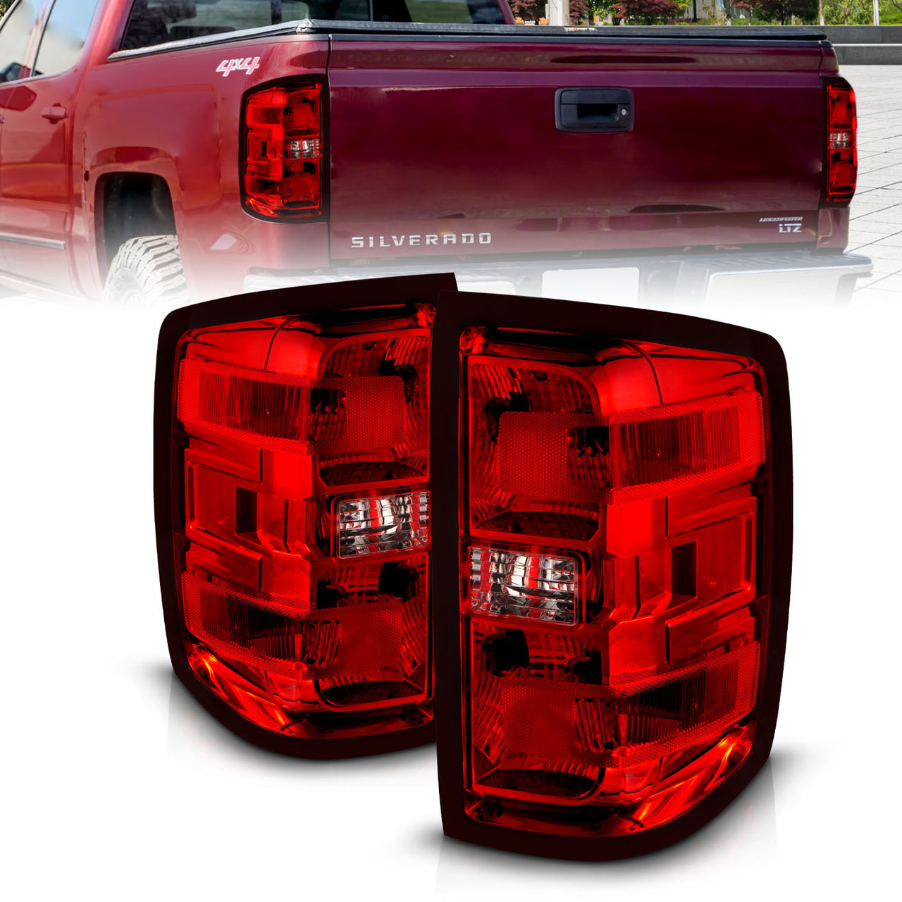 CHEVY SILVERADO 14-17 TAIL LIGHTS RED/CLEAR LENS (OE STYLE)