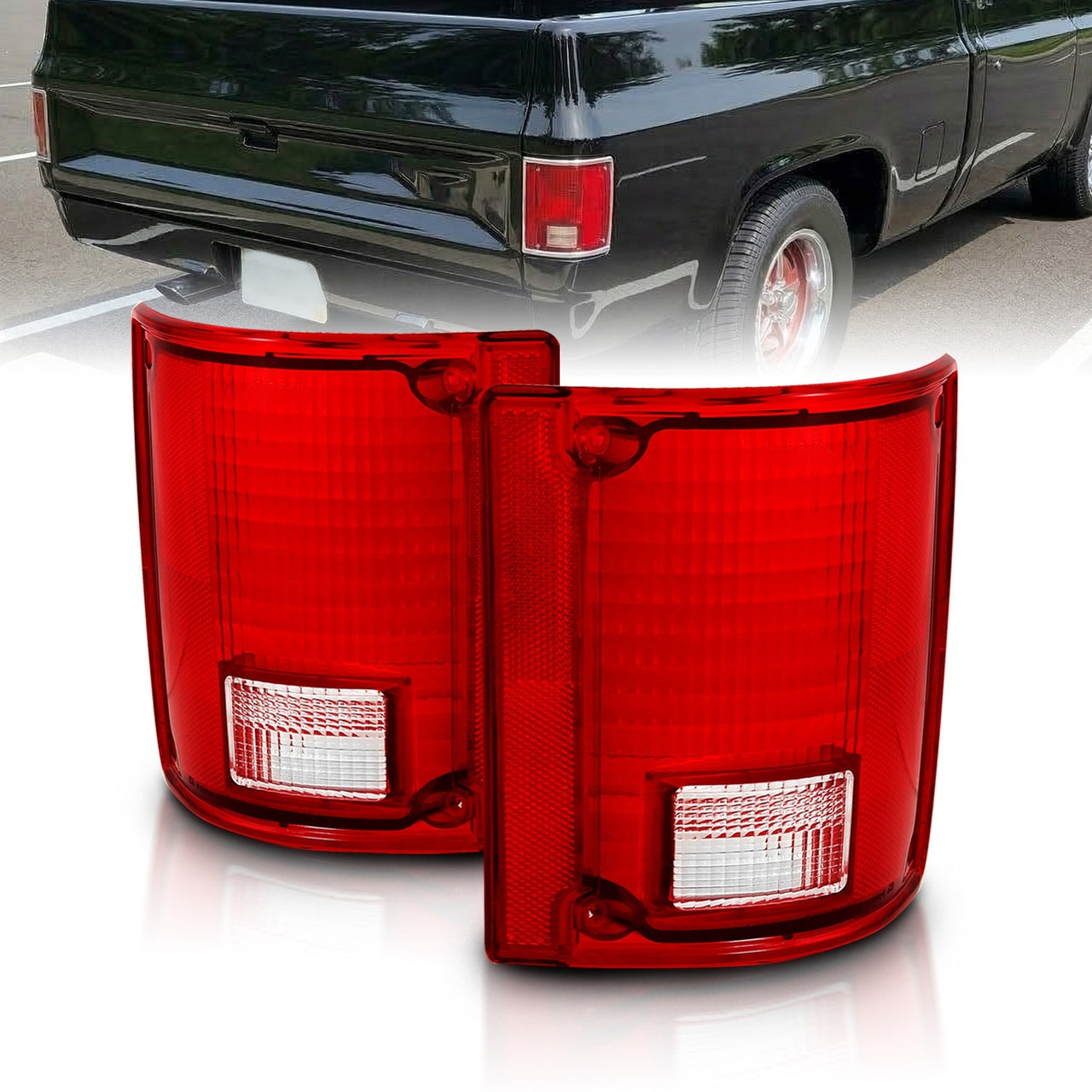 CHEVY BLAZER 78-91/JIMMY 83-91 TAIL LIGHTS RED/CLEAR LENS W/O CHROME TRIM FLEETSIDE