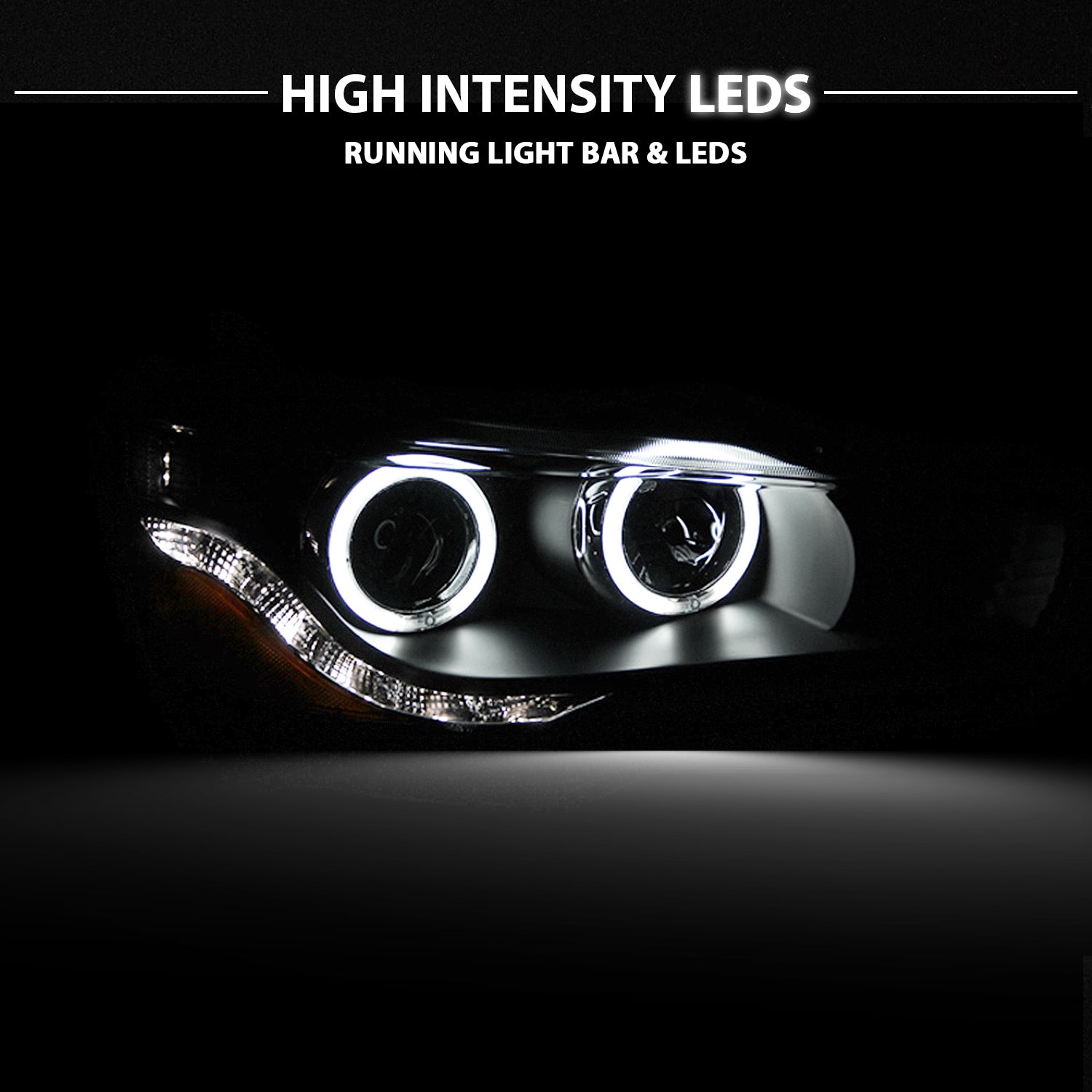 MITSUBISHI LANCER 08-15 PROJECTOR HEADLIGHTS HALO BLACK CLEAR AMBER (RX HALO)