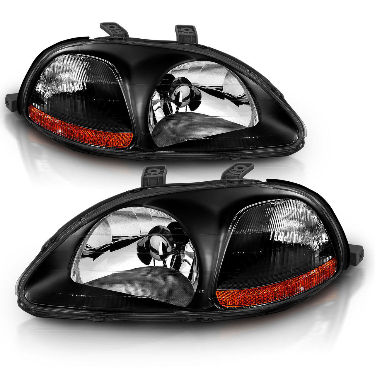 HONDA CIVIC 96-98 CRYSTAL HEADLIGHTS BLACK AMBER