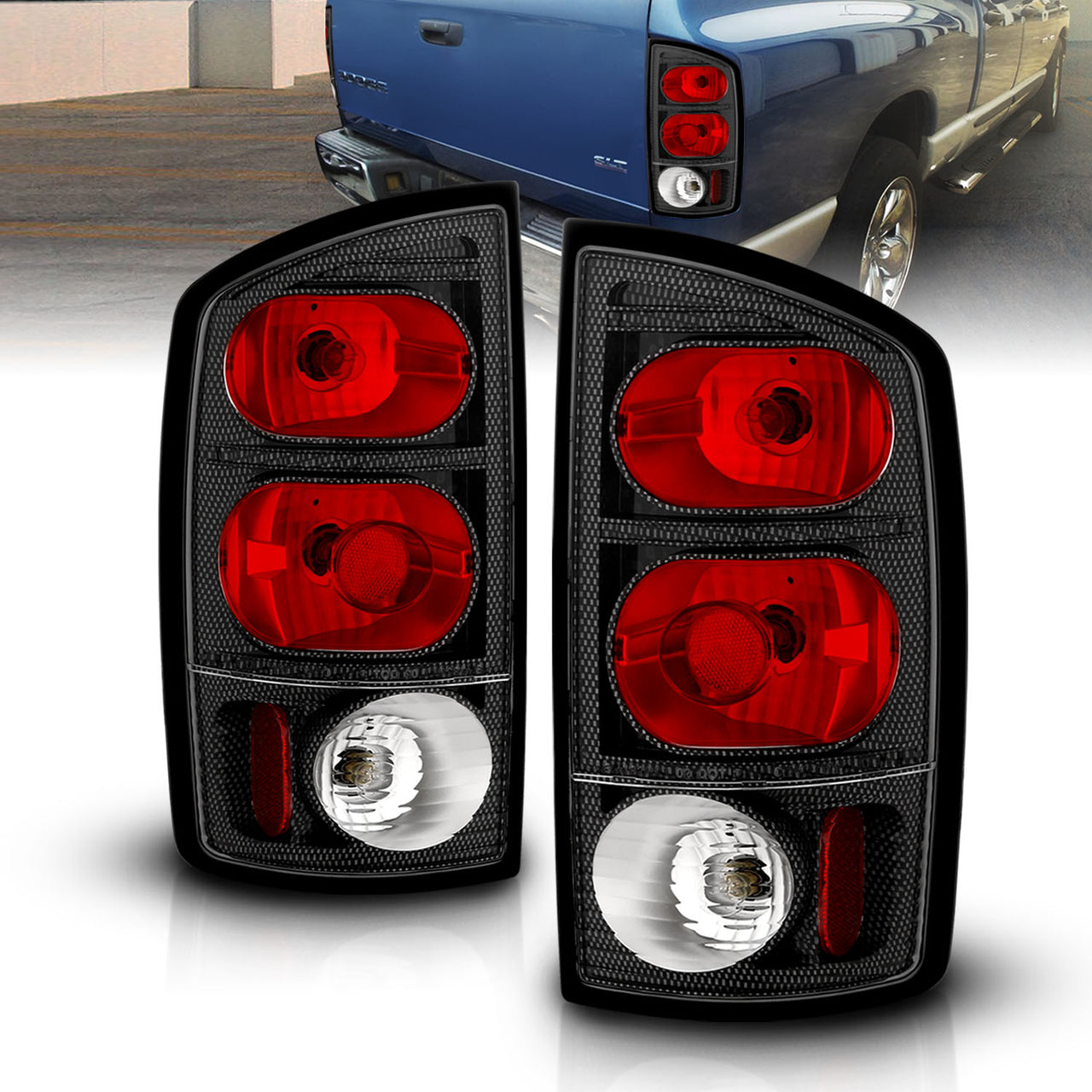 DODGE RAM 02-05 TAIL LIGHTS CARBON CRYSTAL LENS