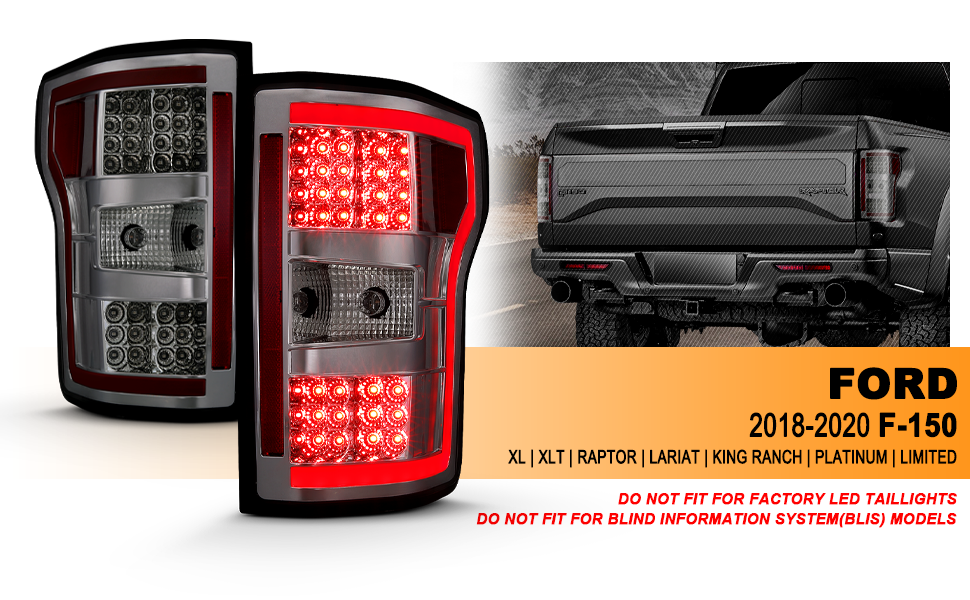 FORD F-150 2018 LED TAIL LIGHTS G2 SMOKE