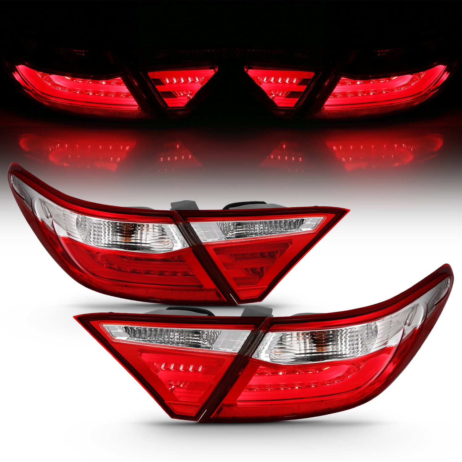 TOYOTA CAMRY 15-17 4D LED TAIL LIGHTS RED/CLEAR (4 PCS)