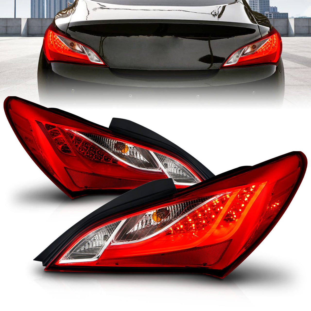 HYUNDAI GENESIS 10-13  2DR LED TAIL LIGHTS  RED/CLEAR