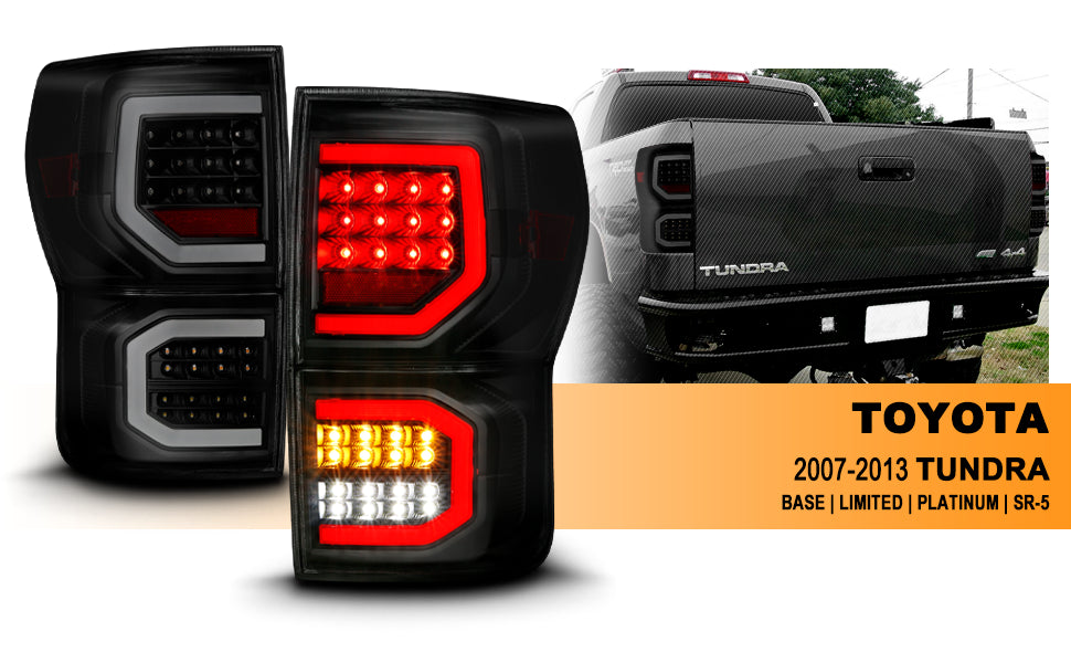 TOYOTA TUNDRA 07-11 FULL LED T.L BLACK HOUSING SMOKE LENS W/ DOUBLE C LIGHT BARS