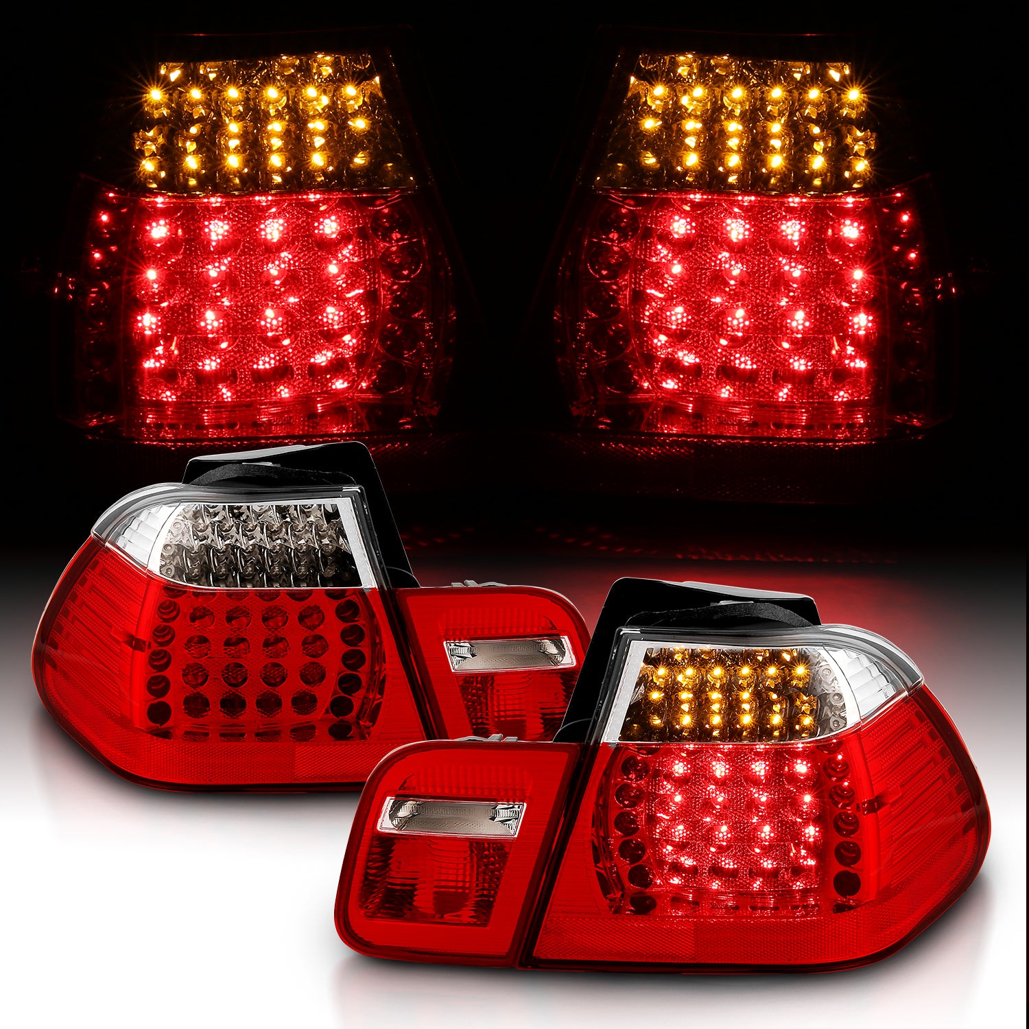 BMW 3 SERIES E46 99-01 4DR LED TAIL LIGHTS RED/CLEAR 4PCS