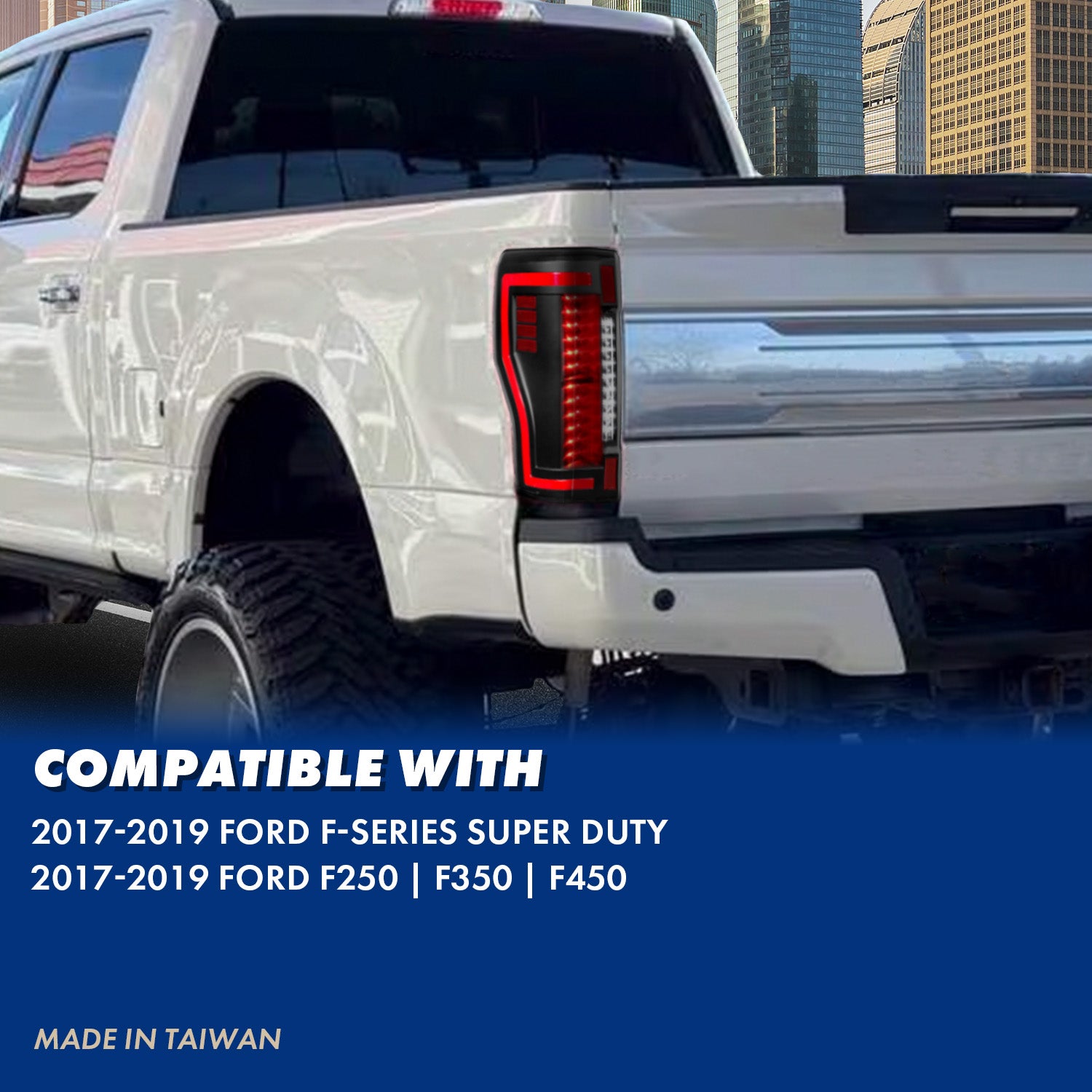 FORD F-250/F350/F450 17-UP LED TAIL LIGHTS BLACK HOUSE CLEAR LENS