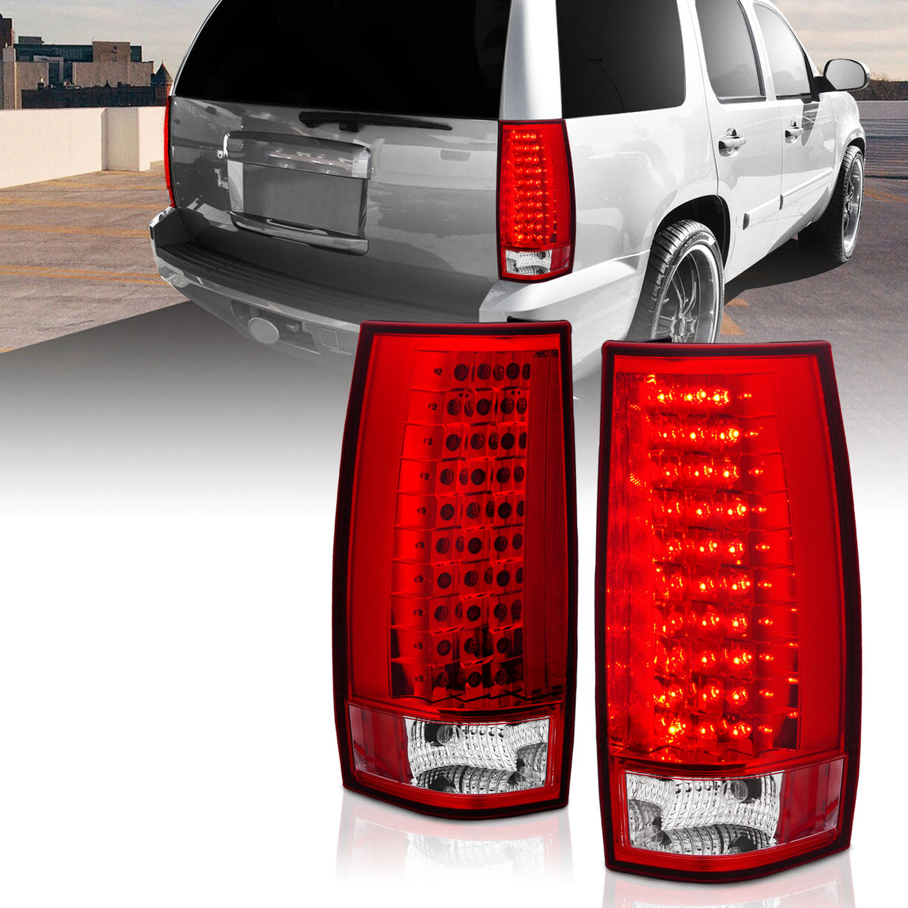CHEVY TAHOE/SUBURBAN 07-UP LED G4 TAIL LIGHTS RED/CLEAR (ESCALADE LOOK)