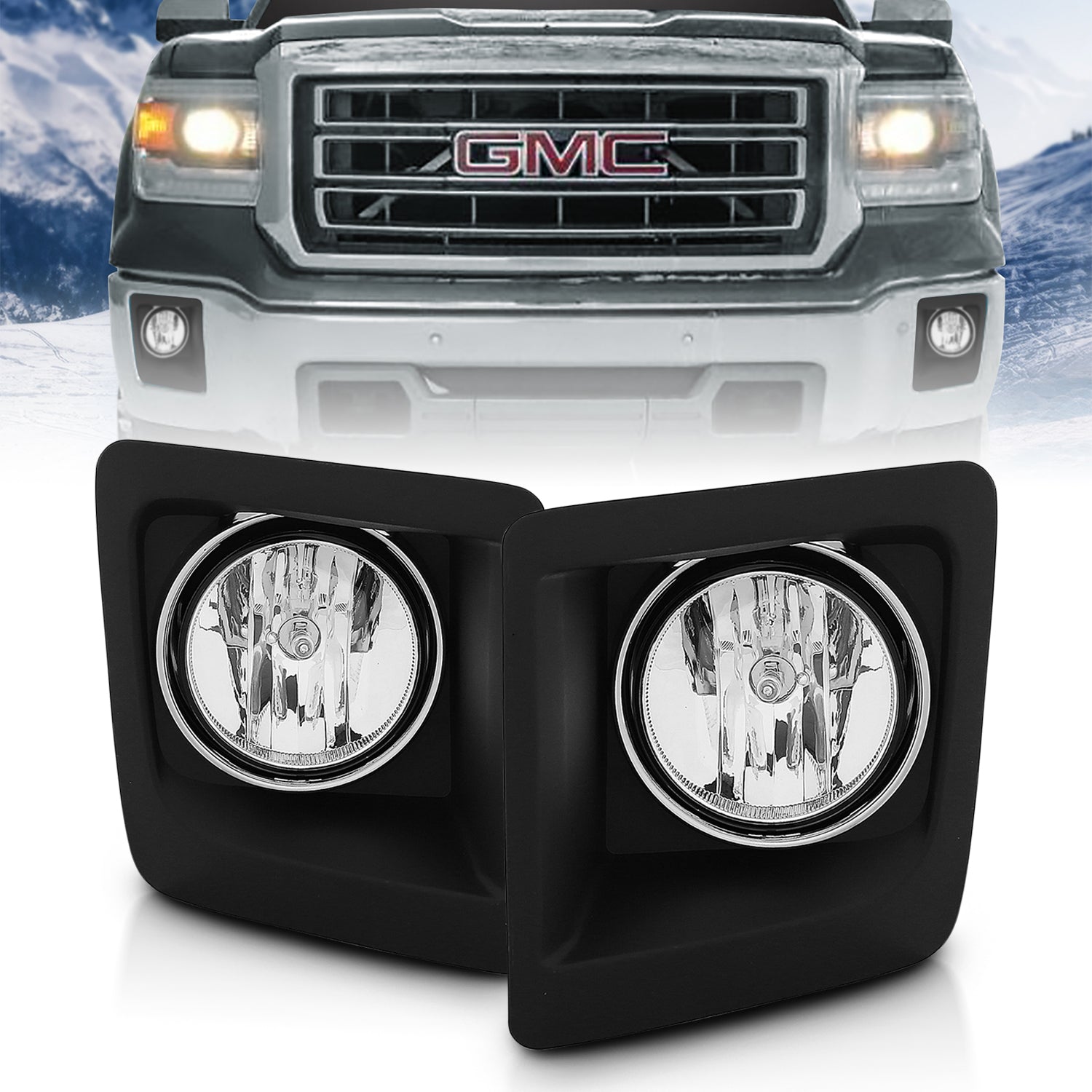 GMC SIERRA 14 UP  FOG LIGHTS WITH CHROME RIM