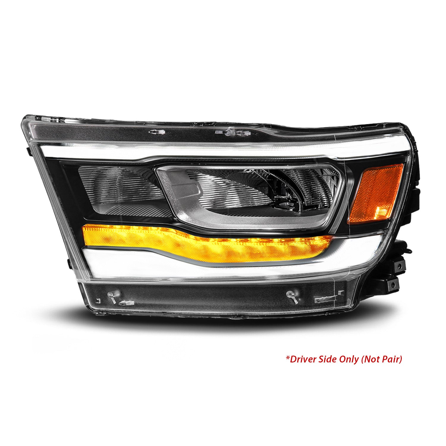 DODGE RAM 1500 (NEW BODY) (FACTORY HALOGEN MODEL) 19-UP  FULL LED HEADLIGHTS BLACK LIGHT BAR W/DRL (LEFT SIDE)