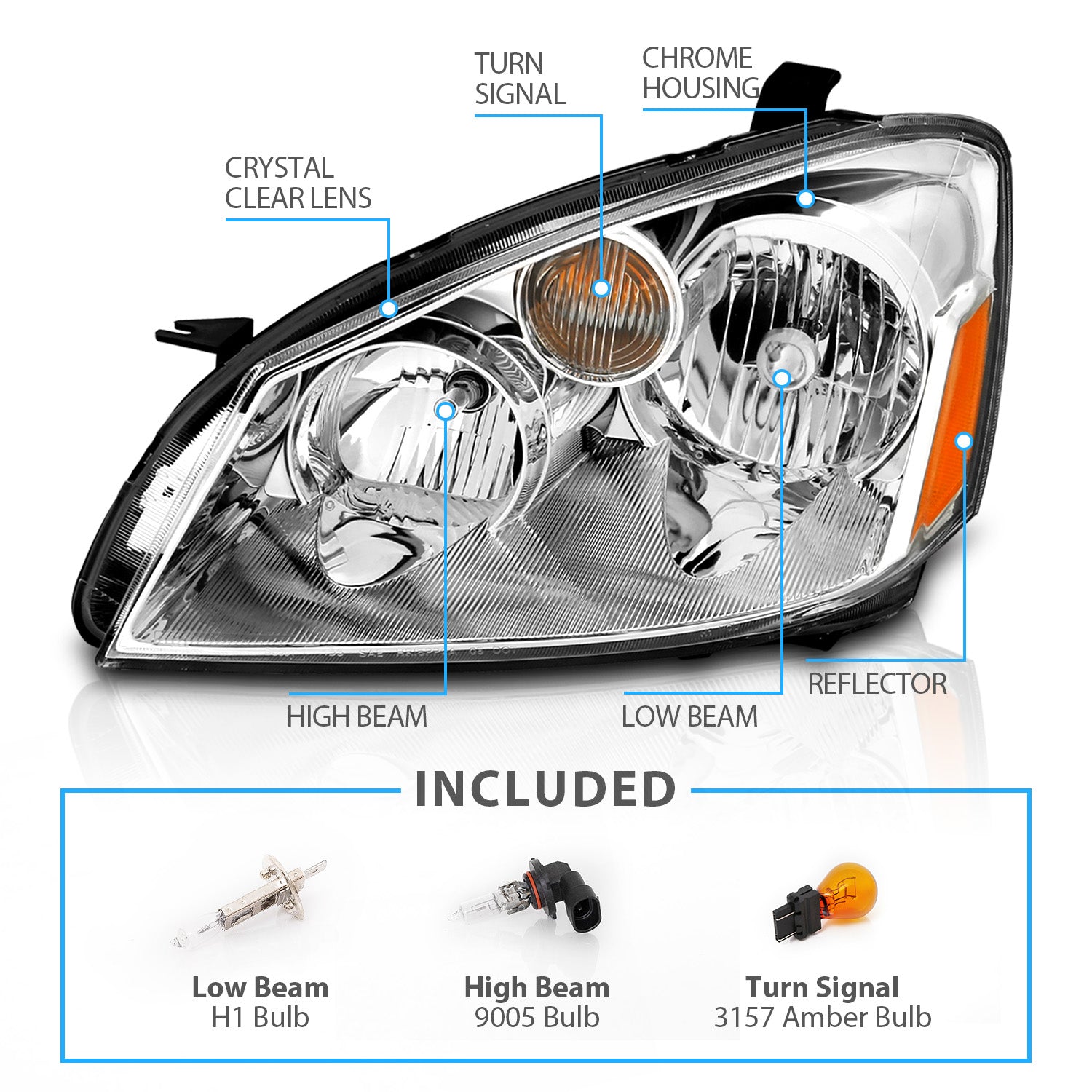 NISSAN ALTIMA 05-06 HEADLIGHTS CRYSTAL CLEAR AMBER