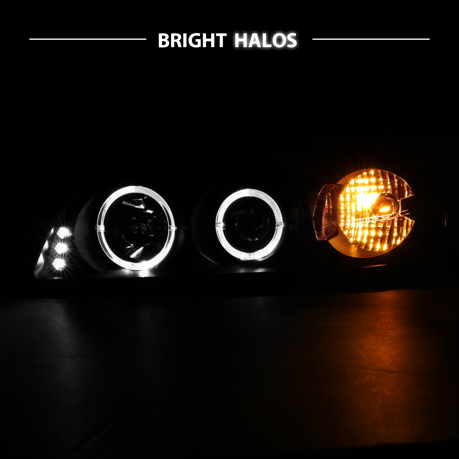 CHEVY IMPALA 00-05 PROJECTOR HEADLIGHTS HALO BLACK CLEAR AMBER