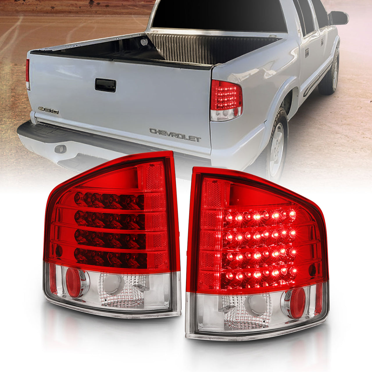 CHEVY S-10/GMC SONOMA 94-04 LED TAIL LIGHTS RED/CLEAR