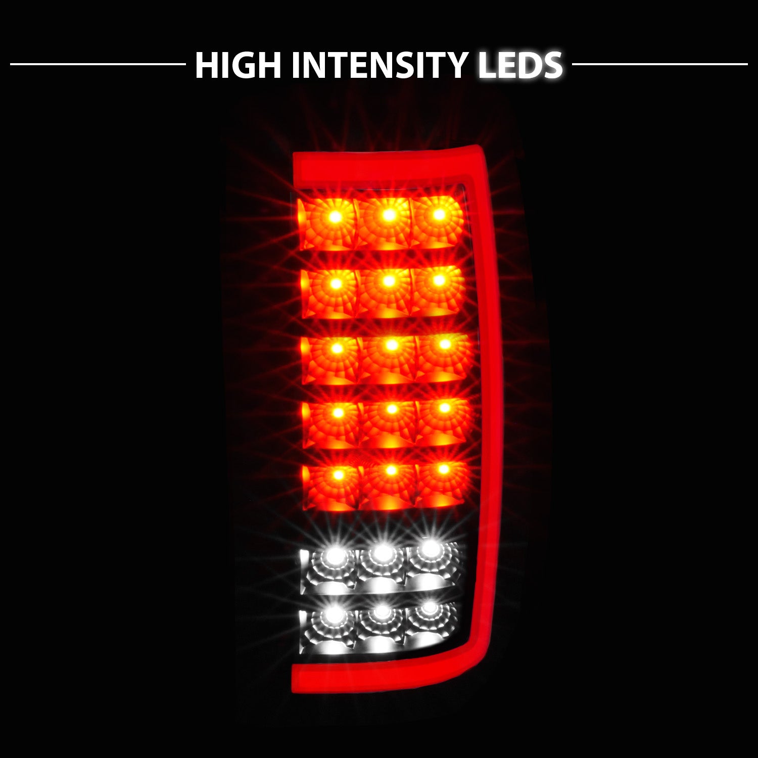 CHEVY TAHOE/SUBURBAN/GMC DENALI 00-06 LED TAIL LIGHTS G4 BLACK HOUSING SMOKE LENS W/C-LIGHT BAR