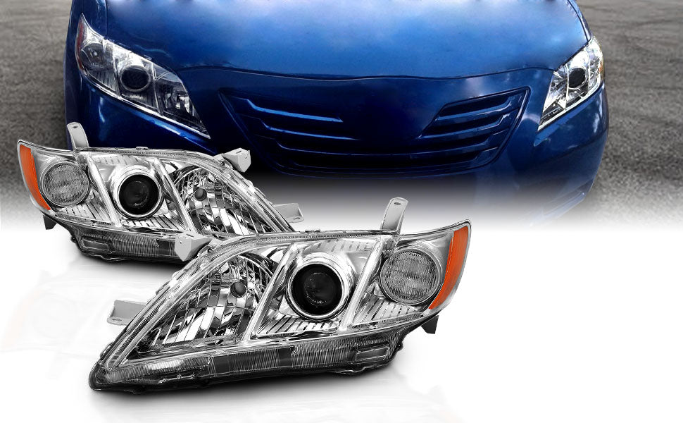 TOYOTA CAMRY 07-09 HEADLIGHTS CHROME AMBER (OE REPLACEMENT)
