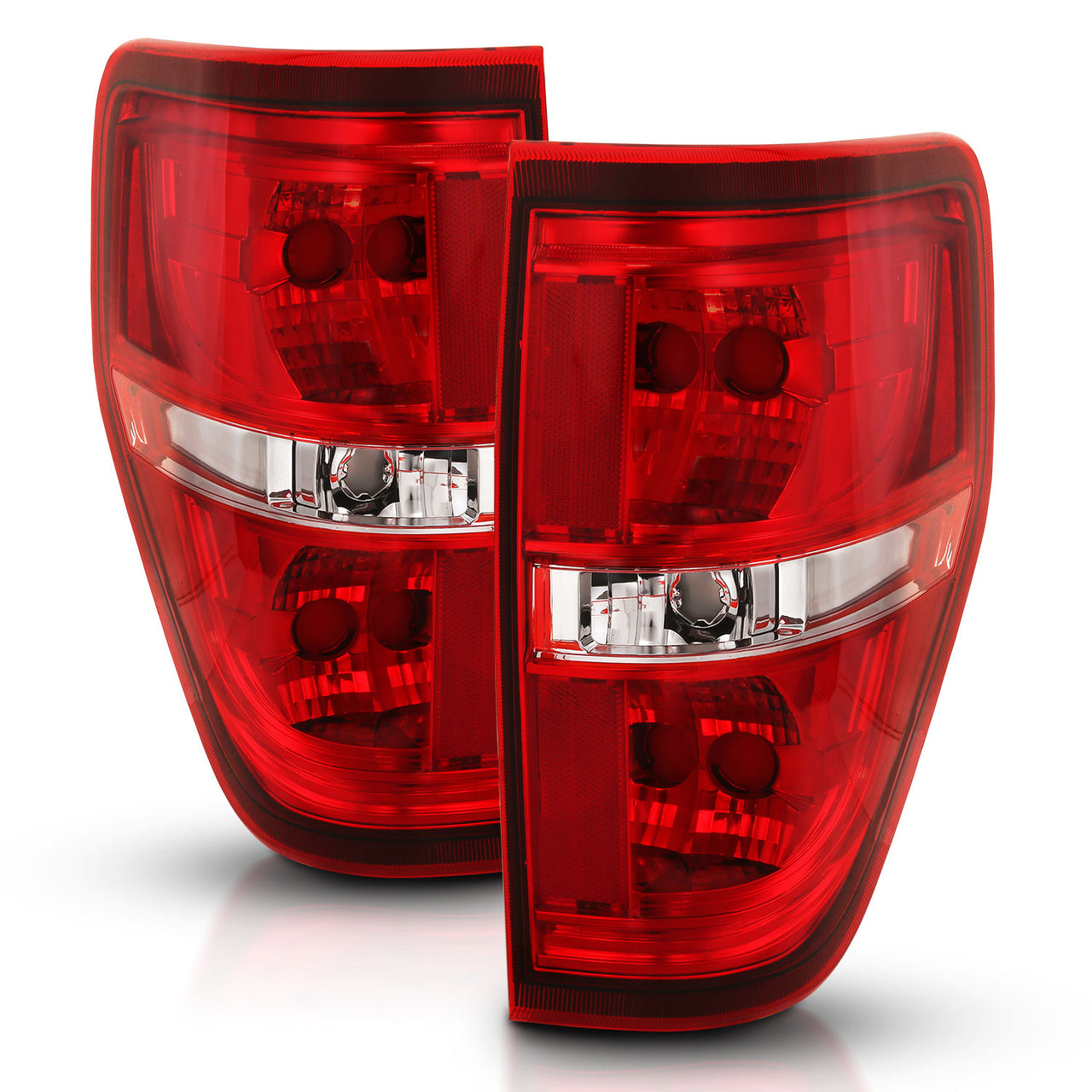 FORD F-150 09-14 TAIL LIGHTS RED/CLEAR (W/O BULB)