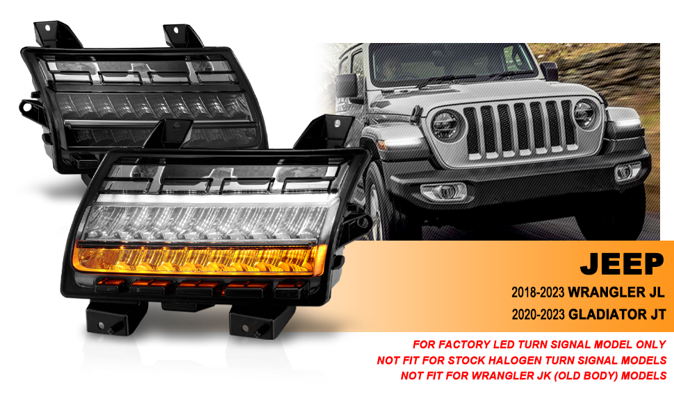 JEEP WRANGLER 18-21 / GLADIATOR 20 LED SIDE MARKERS SMOKE  (SEQUENTIAL SIGNAL) (FOR HIGH CONFIGURED)