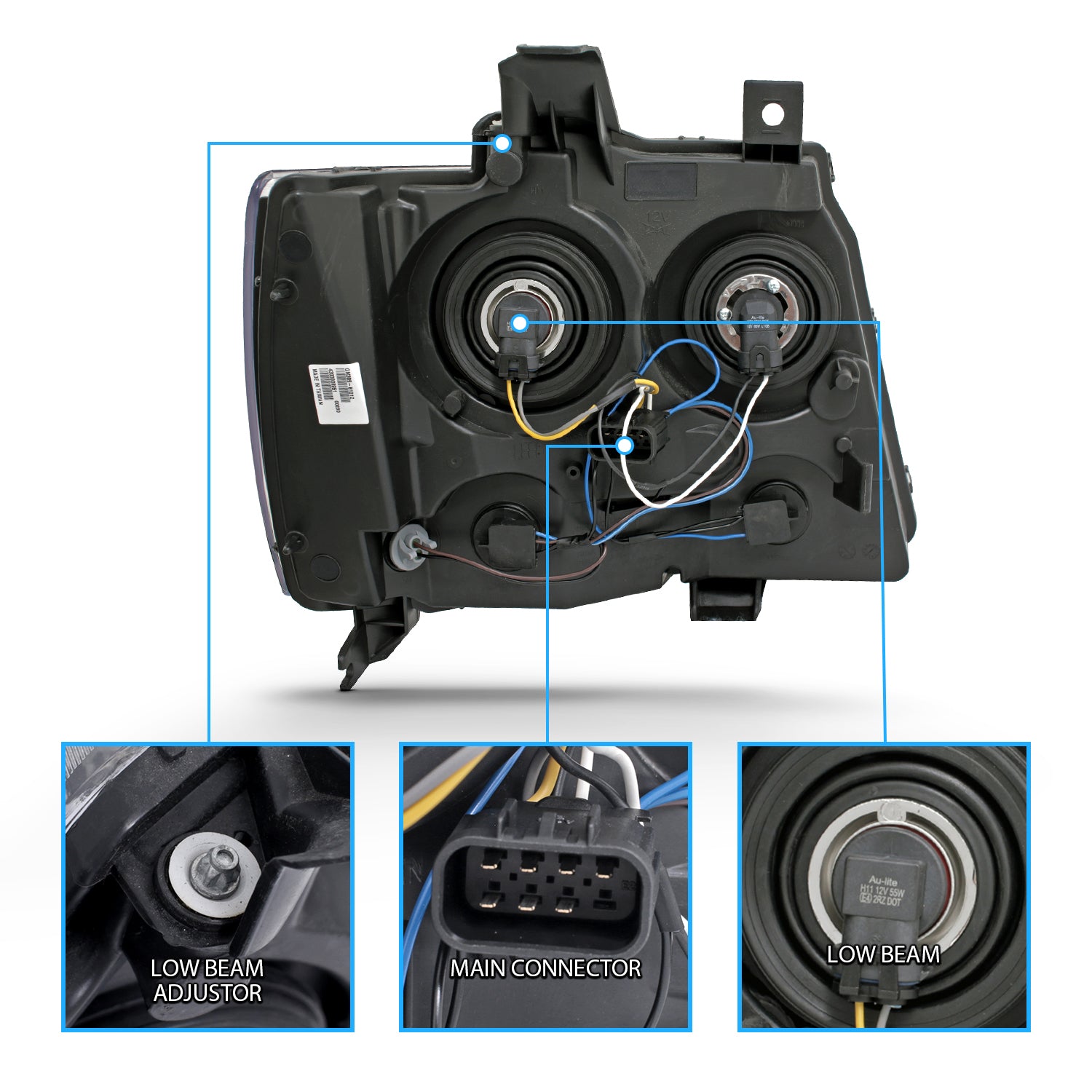 CHEVY TAHOE/SUBURBAN/AVALANCHE 07-14 HEADLIGHTS BLACK AMBER