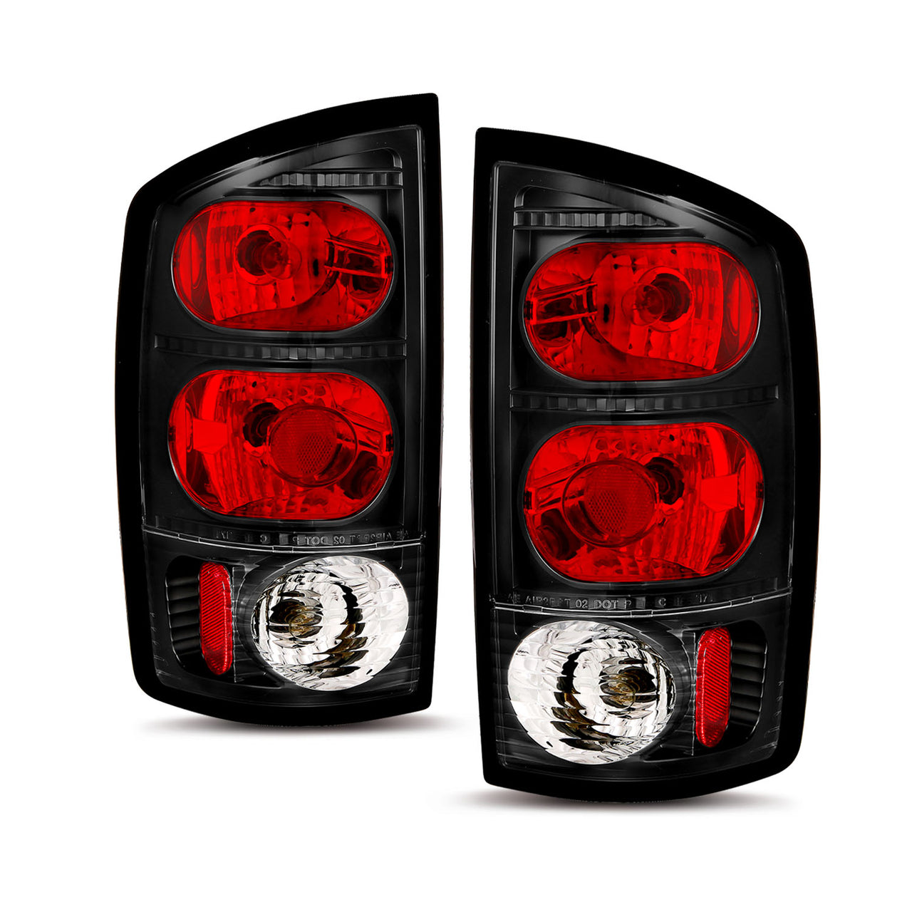 DODGE RAM 02-05 TAIL LIGHTS BLACK CRYSTAL LENS