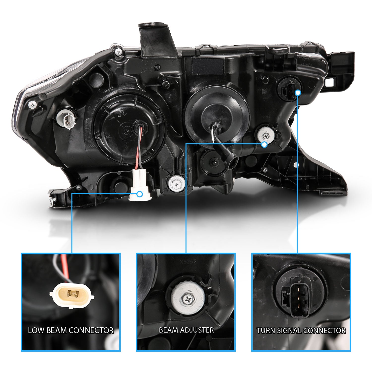 TOYOTA TACOMA 16-23 PROJECTOR LIGHT BAR STYLE HEADLIGHTS BLACK AMBER