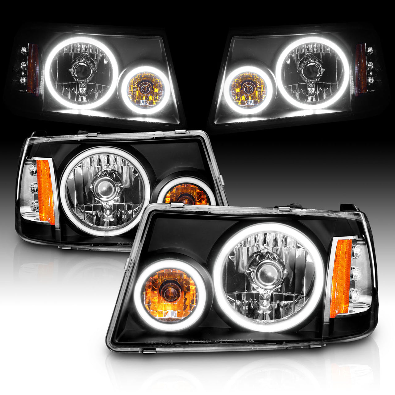 FORD RANGER 01-09 HEADLIGHTS HALO 1PC BLACK AMBER (RX HALO)
